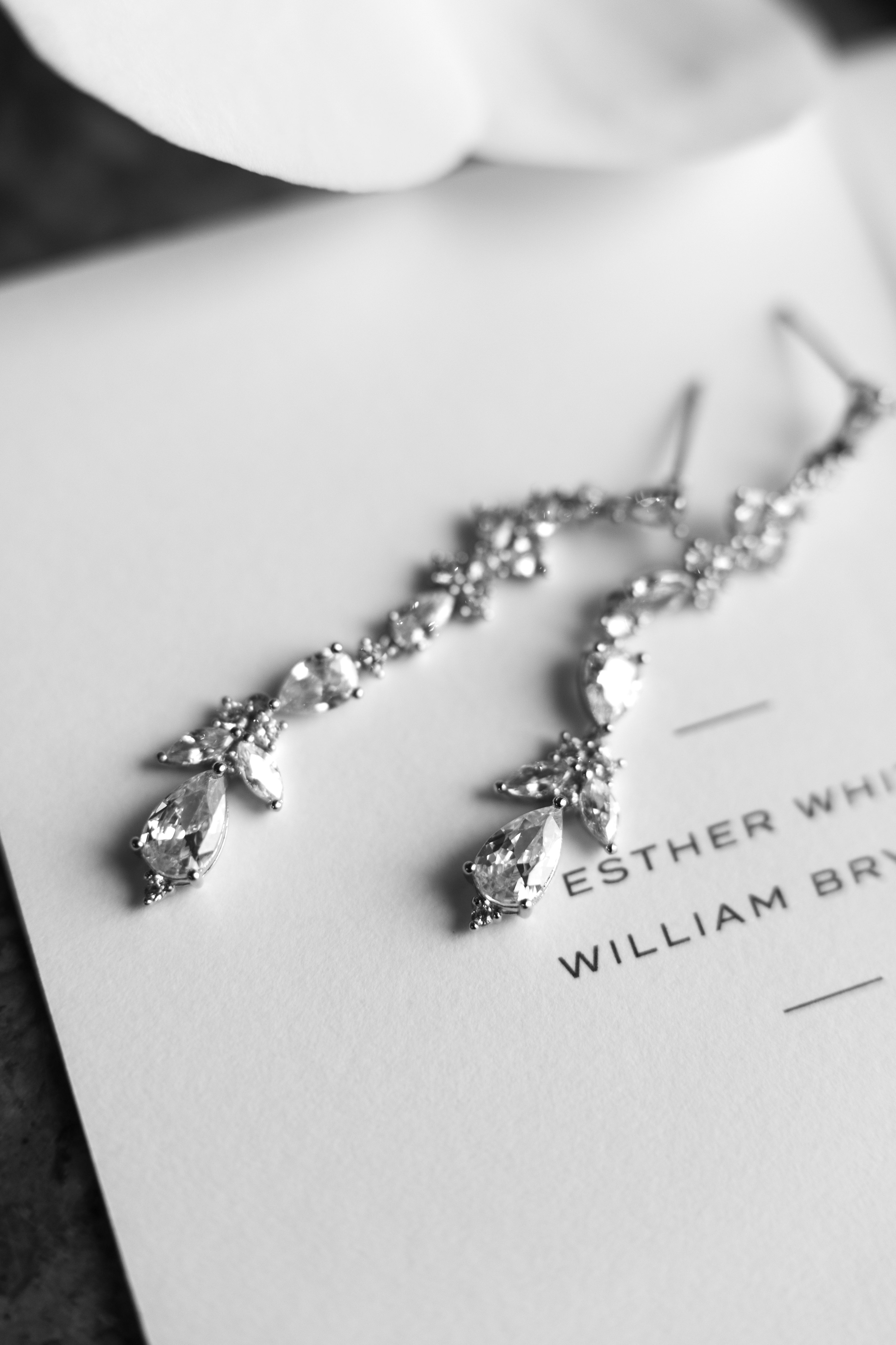 Elegant HOPE Wedding Earrings - Simulated Diamond Drop Dangle Earrings for Brides, Bridesmaids & Formal Events | Perfect for Weddings, Prom & Evening Occasions