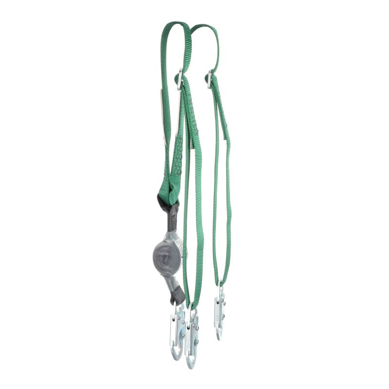 MSA 10191756 V-Series Shock Absorbing Safety Lanyard - 6ft Twin-Leg Fall Protection with 36C Small Snaphooks, Adjustable Polyester Web for Construction & Roofing Work | OSHA Compliant Safety Gear for Height Work