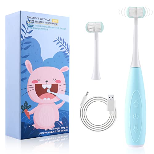 Cellena U31 Rechargeable Sonic Electric Toothbrush for Kids - Soft Bristles, 2 Brush Heads, Food Grade Silicone - Blue | Gentle Teeth Cleaning for Boys & Girls | Perfect for Travel, School & Daily Oral Care