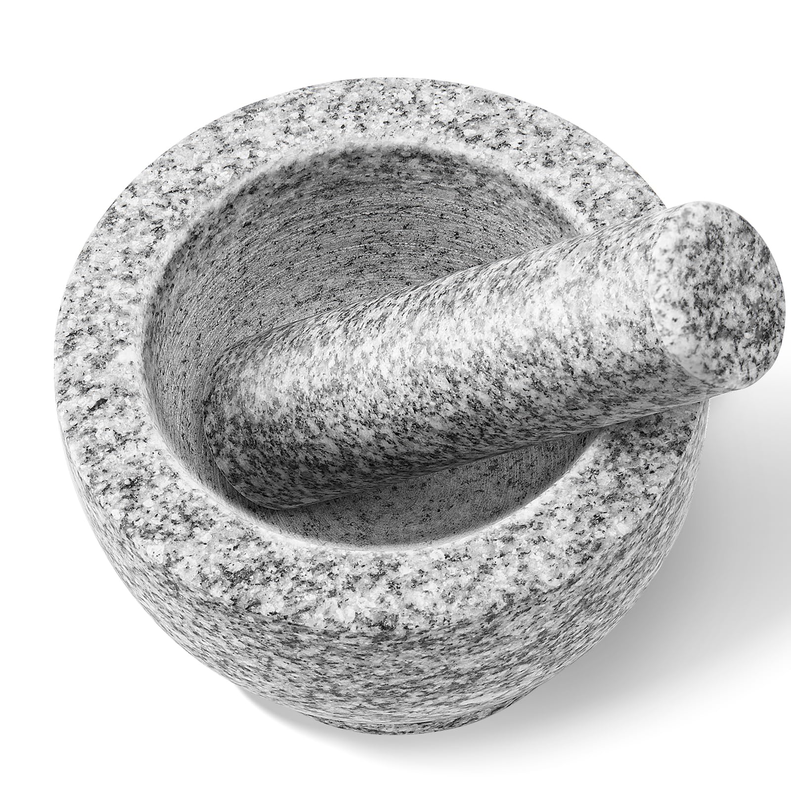 Premium Gray Granite Mortar and Pestle Set - Heavy Duty Stone Spice Grinder & Herb Crusher for Guacamole, Salsa, Nuts & Seasonings - 2 Cup Capacity - Perfect for Kitchen, Cooking & Ayurvedic Medicine Preparation