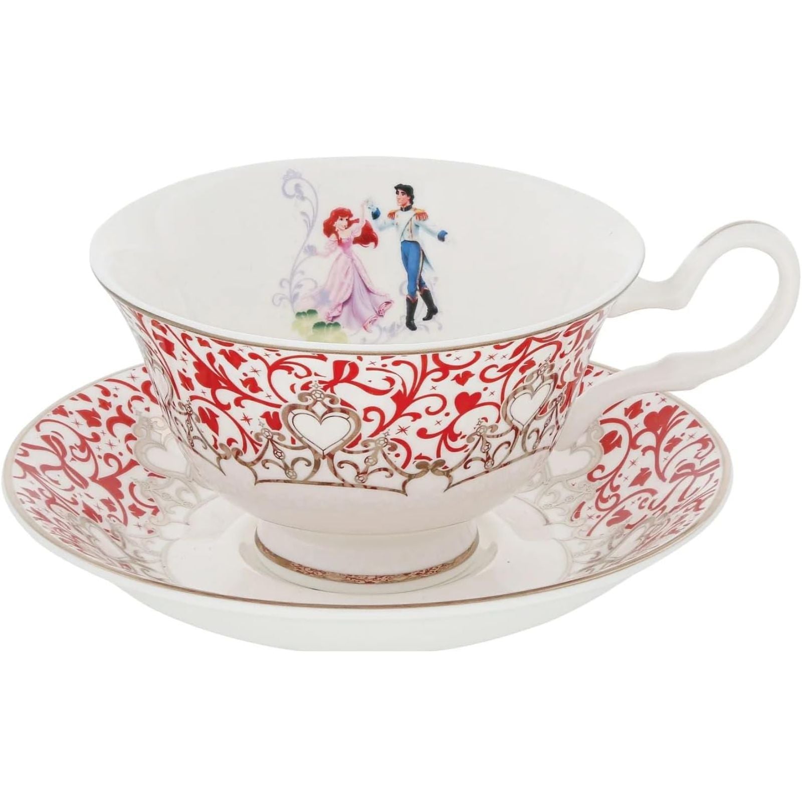 Disney Ariel Wedding Cup and Saucer Set - Fine Bone China Tea Set - 15 × 15 × 7.5 cm - Multicolor - Perfect for Bridal Showers, Wedding Gifts, and Disney Princess Tea Parties