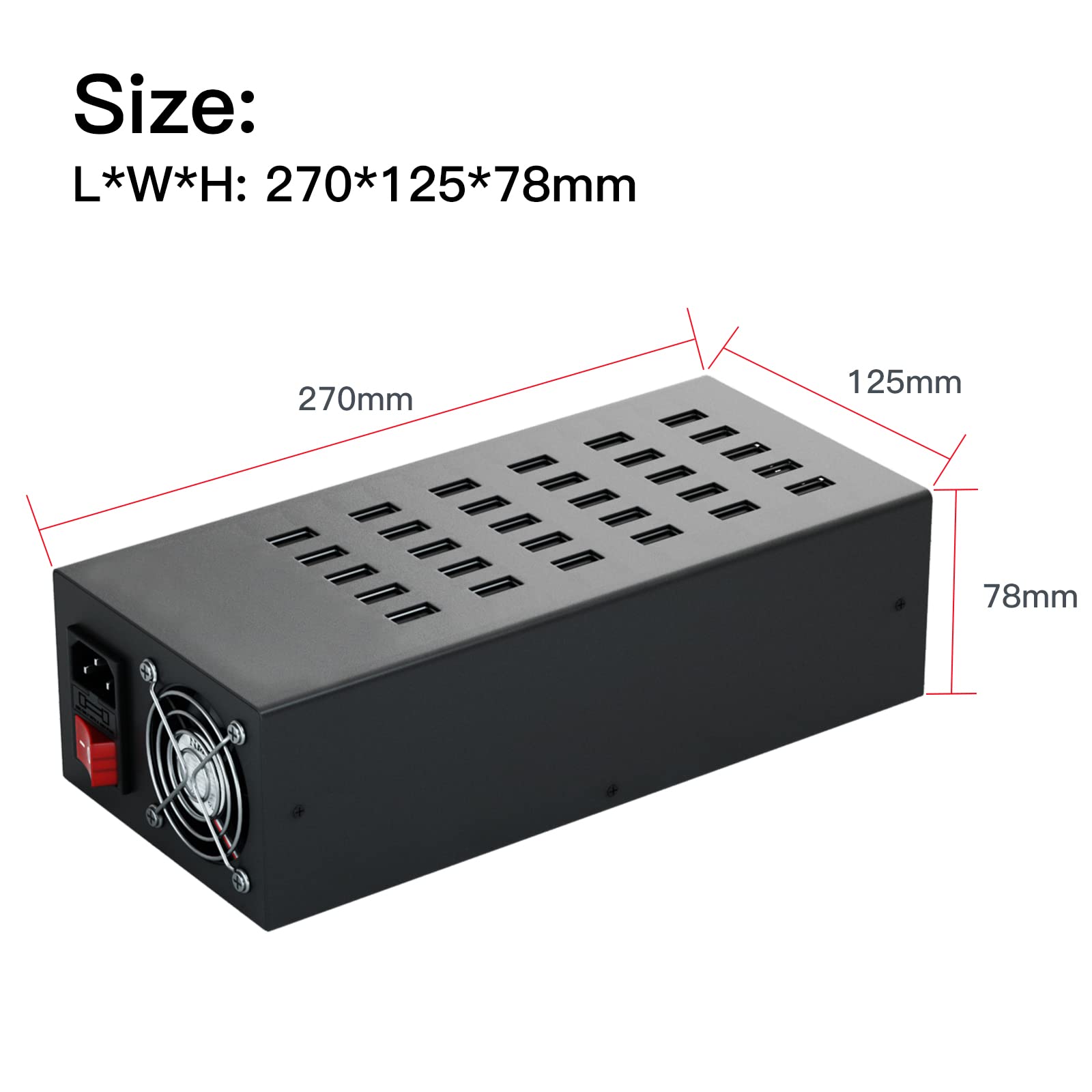 30-Port 300W USB Charging Station for Multiple Devices - Fast Charging Hub for iPhone, iPad, Samsung, Tablets & Electronics - Perfect for Offices, Schools, Hotels & Events