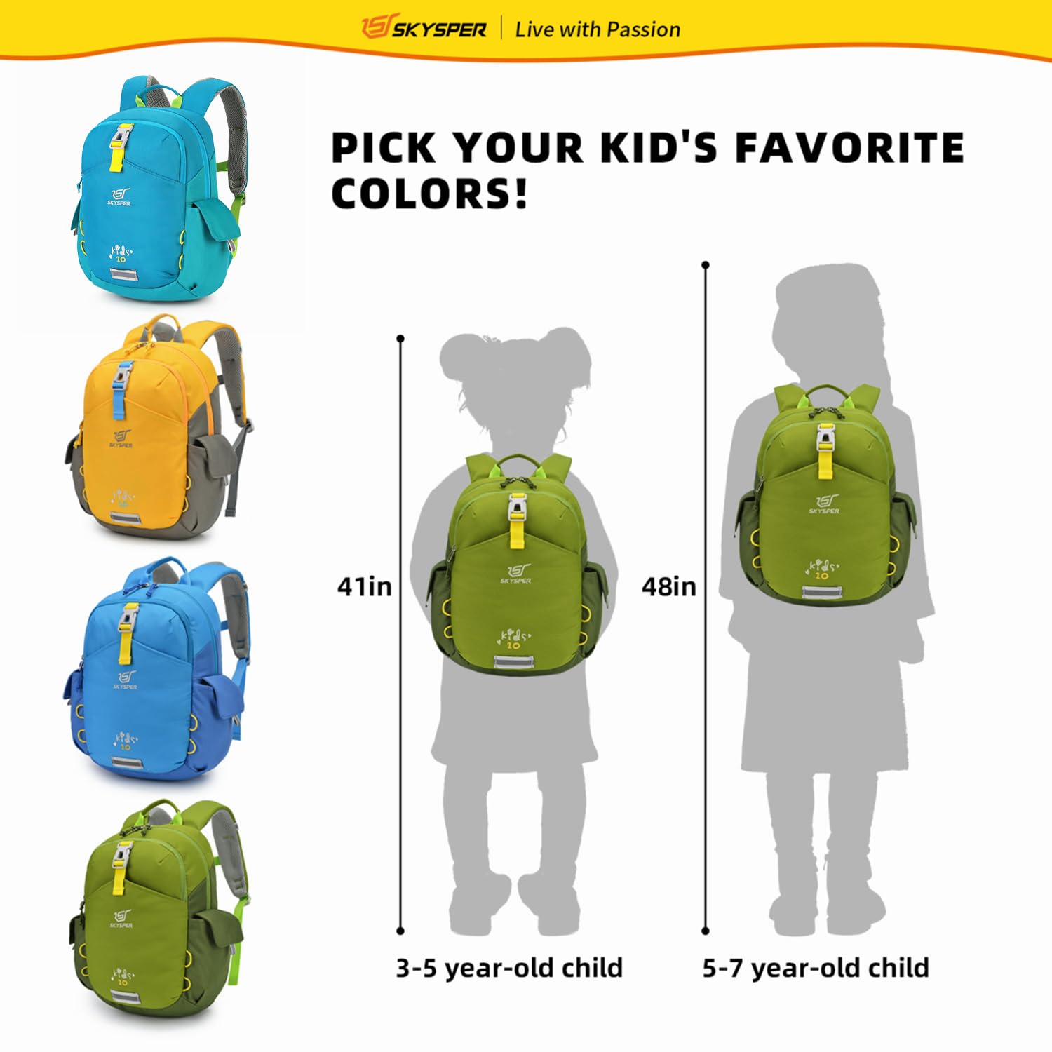 SKYSPER 10L Kids Backpack for Toddlers - Lightweight Preschool & Kindergarten School Bag, Travel Daypack (Green) - Perfect for School, Day Trips & Outdoor Adventures