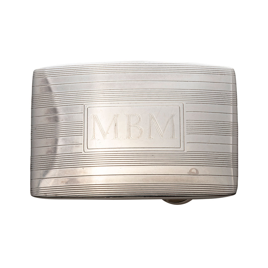 Vintage Engine Turned Sterling Silver Belt Buckle 1 1/8
