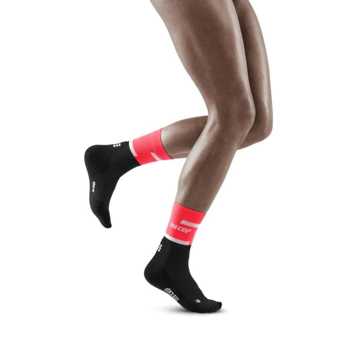 CEP Women's The Run Socks Mid Cut V4 - Performance Running Socks for Women, Pink & Black, Compression Support for Running, Hiking & Workouts
