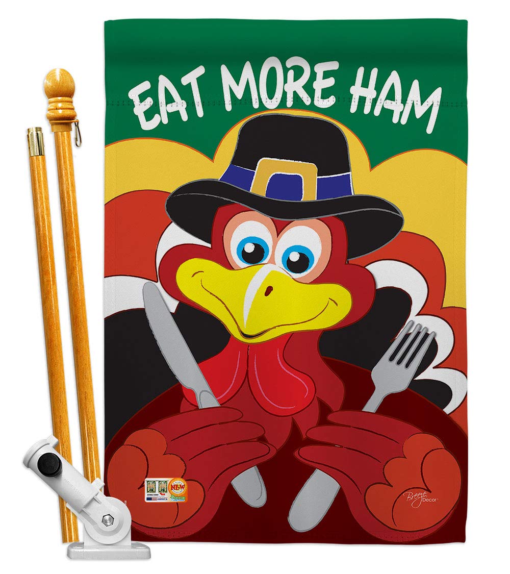 Breeze Decor Fall Thanksgiving House Flag Set - 28x40in Double Sided for Outdoor Decor
