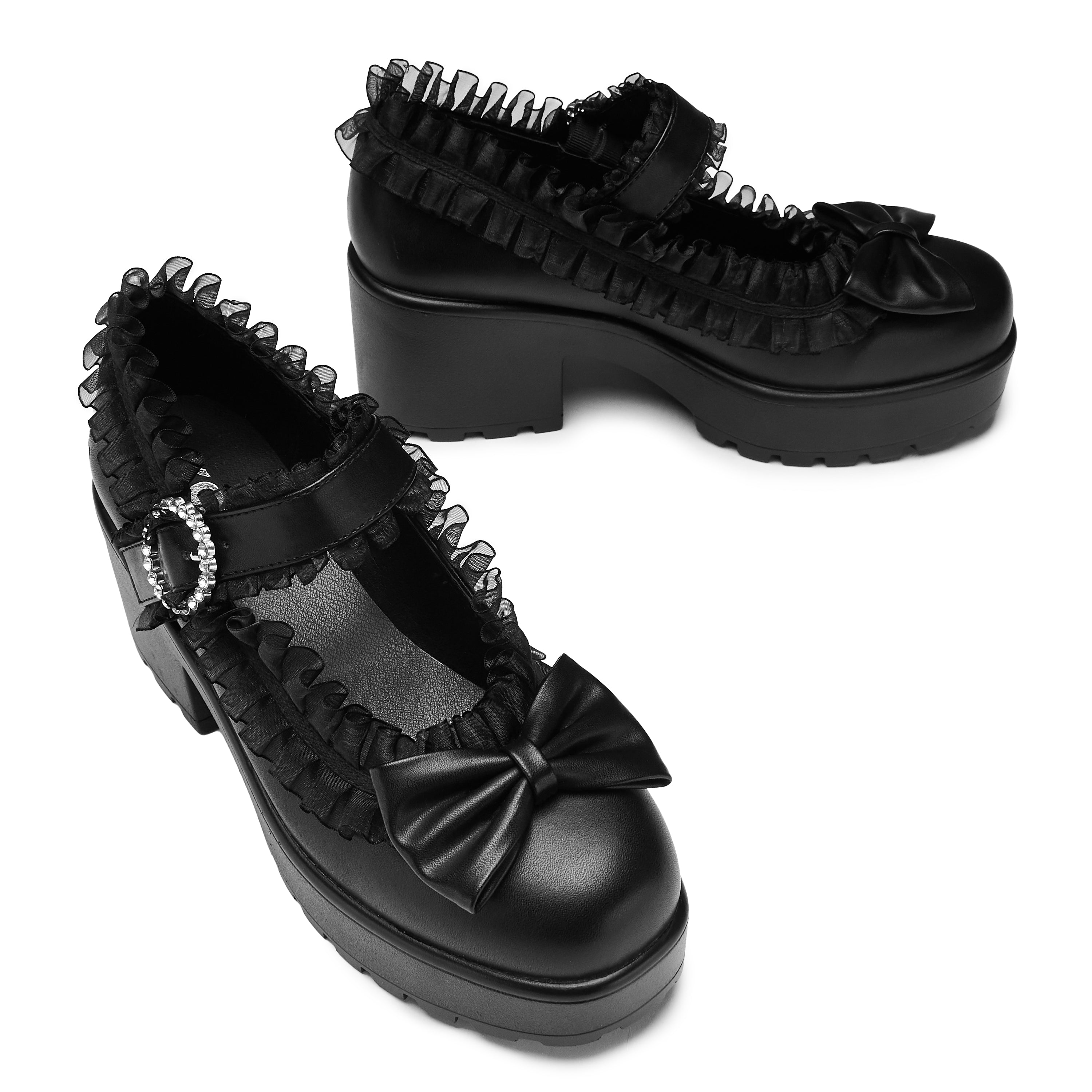 Tira Ruffle Mary Jane Shoes for Women - Dark Delights Edition | Elegant Vintage Style Flats with Bow Detail | Perfect for Weddings, Parties & Office Wear