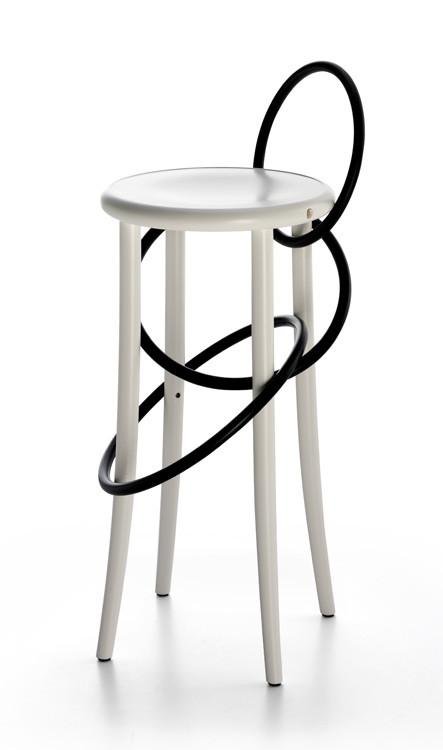GTV Cirque Two Tone Bentwood Stool - Modern Accent Stool for Living Room, Bedroom & Entryway - Handcrafted Wooden Bar Stool with Elegant Design