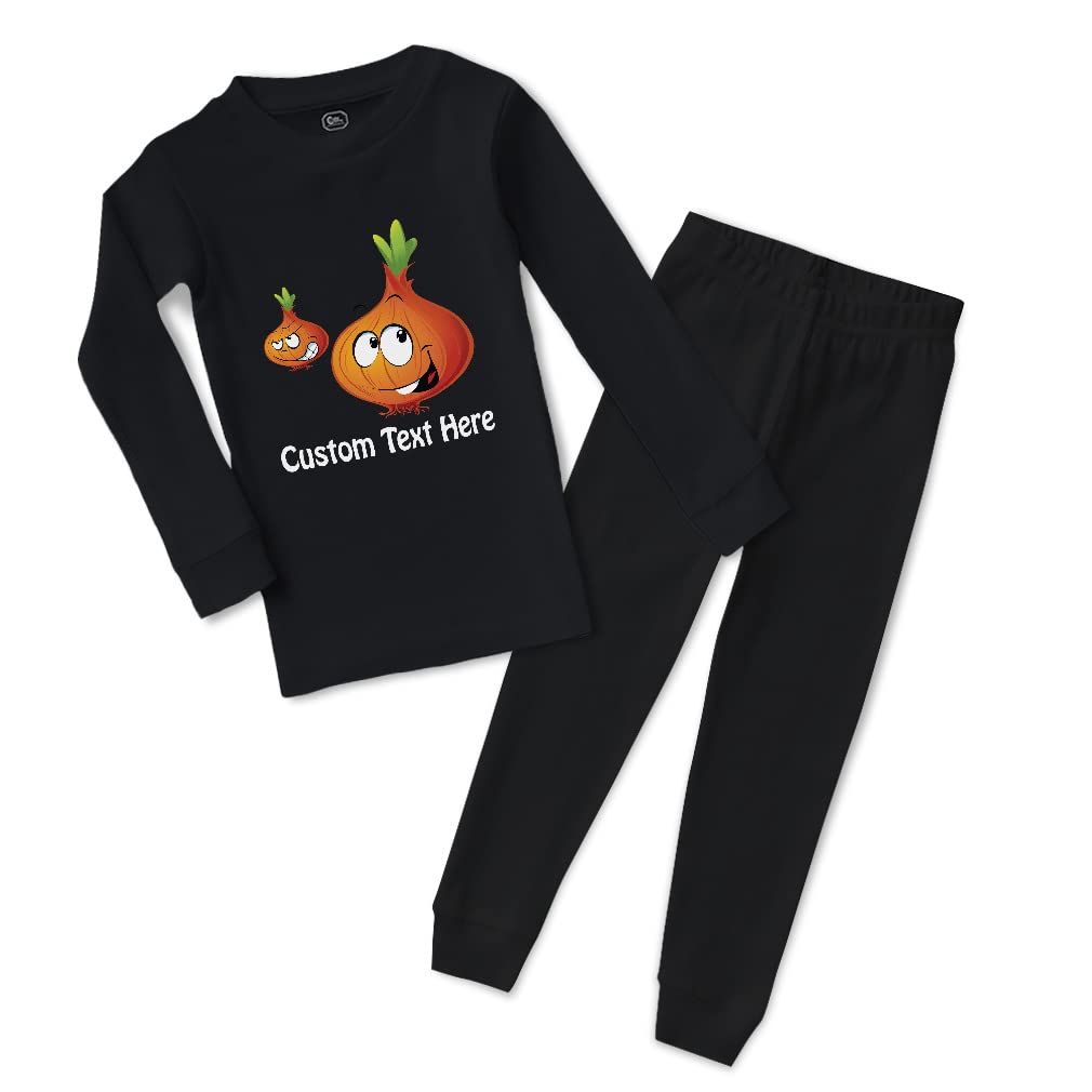 Custom Cotton Toddler Pajama Set for Boys & Girls - Soft Onion & Vegetable Print Baby Sleepwear - Snug Fit & Comfortable for Nighttime & Nap Time