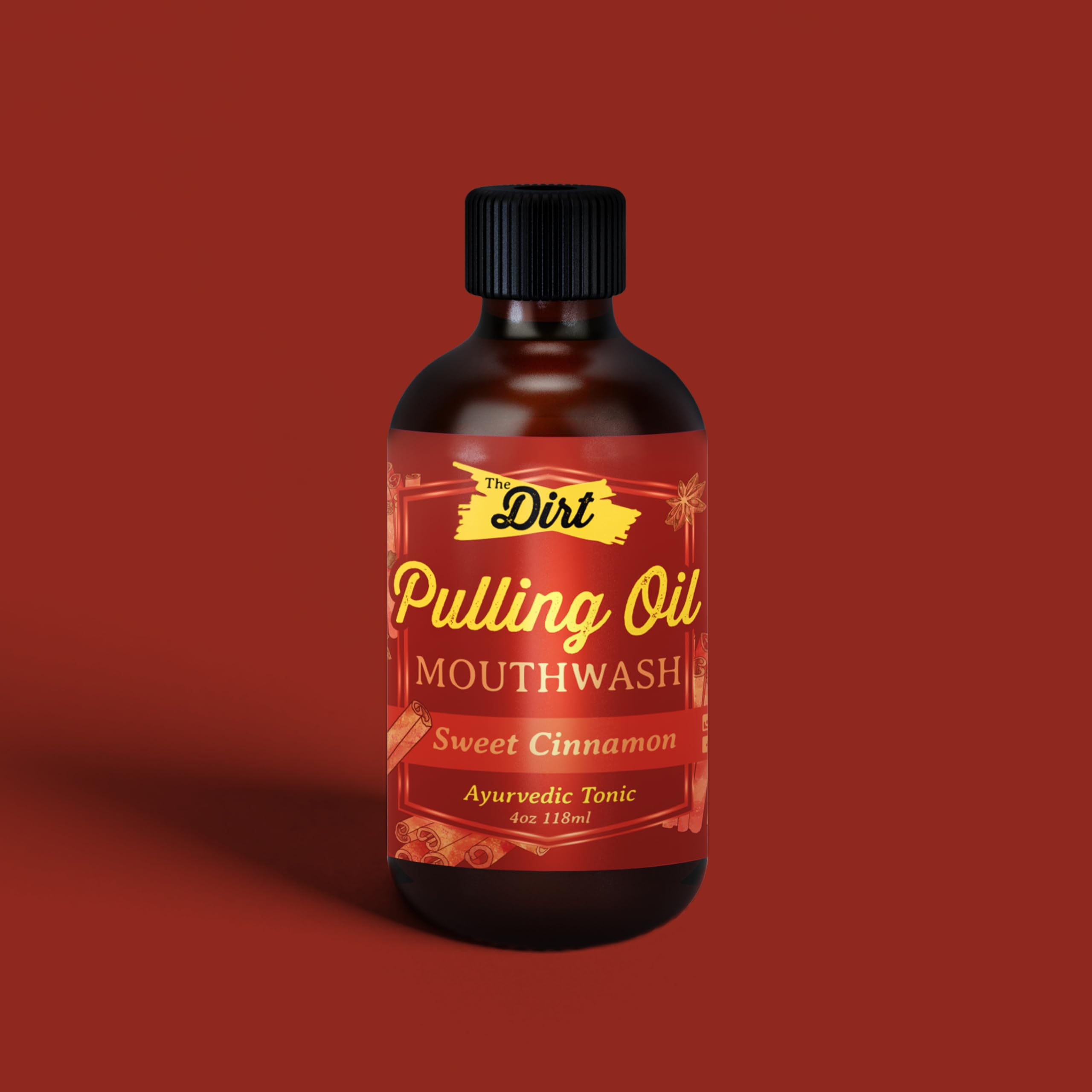 Organic Oil Pulling Mouthwash for Teeth Whitening & Bad Breath - Gluten Free, Plaque & Tartar Removal - Sweet Cinnamon Flavor (4oz) - Perfect for Morning Routine & Natural Oral Care