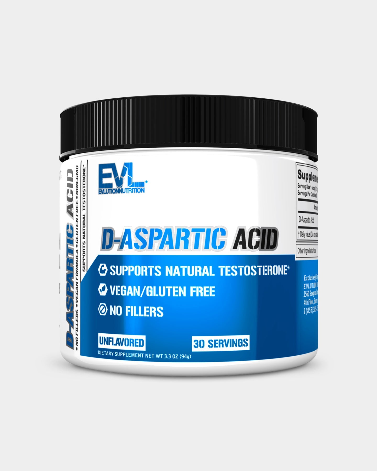 EVLUTION NUTRITION D-Aspartic Acid Supplement - 3000mg Pure DAA Powder for Muscle Growth, Testosterone Booster & Workout Recovery - Unflavored for Smoothies & Shakes (30 Servings) | Gym, Bodybuilding & Fitness Performance Enhancer