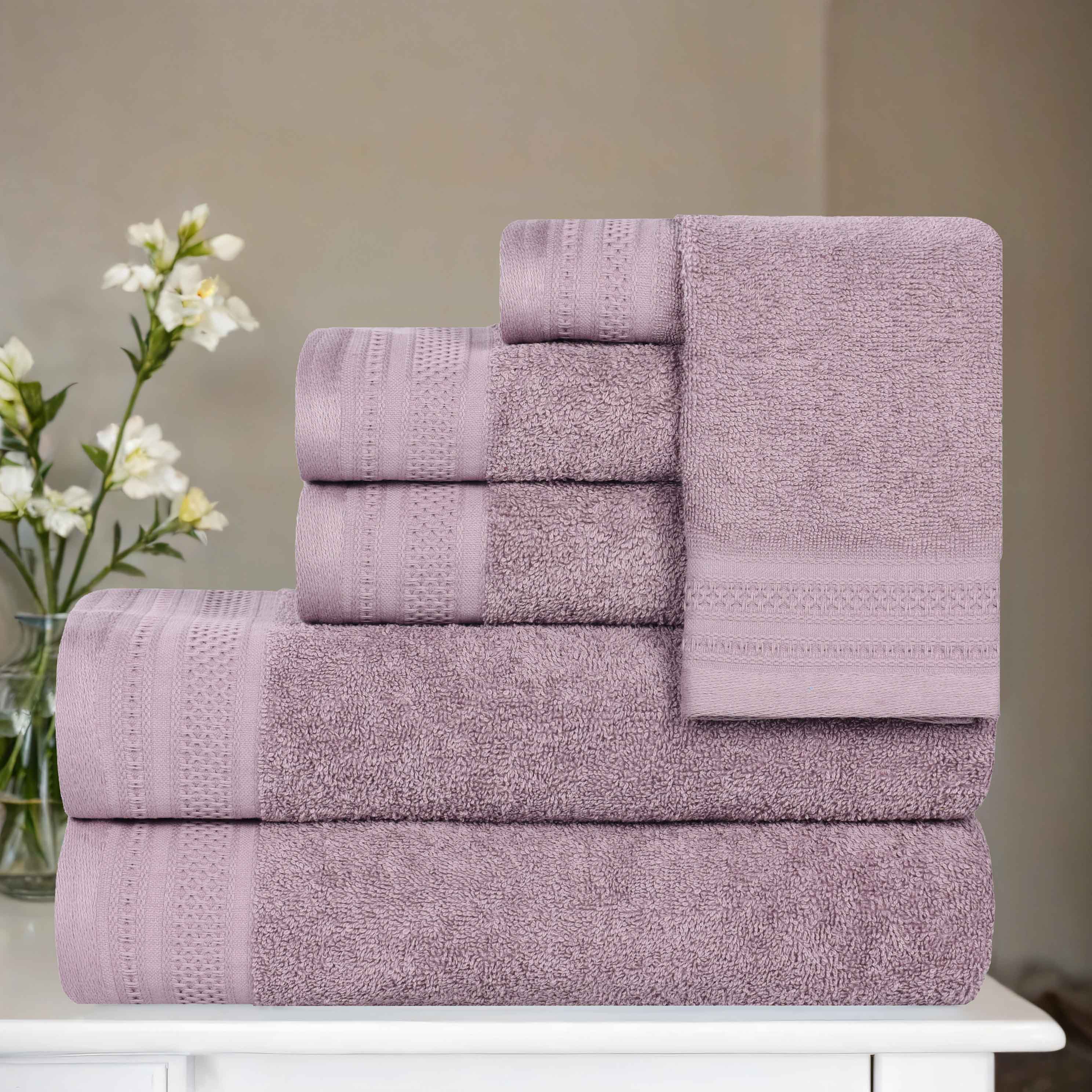 Premium Honeycomb Waffle Weave Cotton 6-Piece Bath Towel Set - Ultra Soft & Absorbent Luxury Towels for Spa, Bathroom & Guest Use