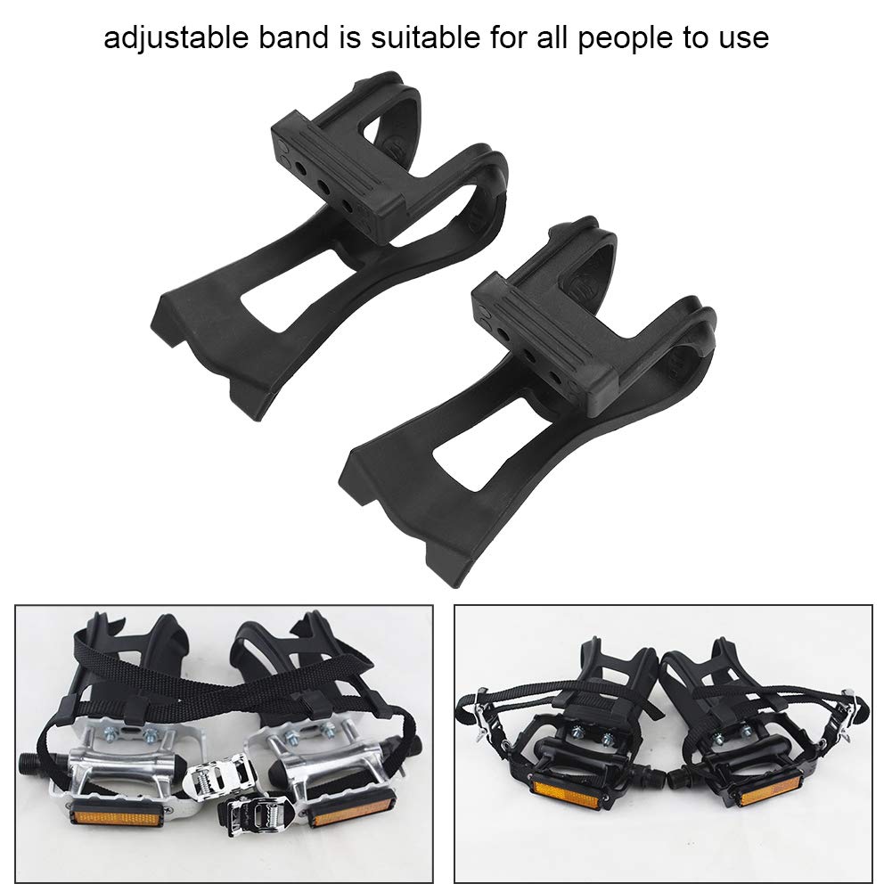 Keenso Adjustable Anti-Slip Plastic Toe Clips for Bikes - 1 Pair Black Pedal Accessories with Secure Belt | Perfect for Road Bikes, Mountain Bikes & Indoor Cycling