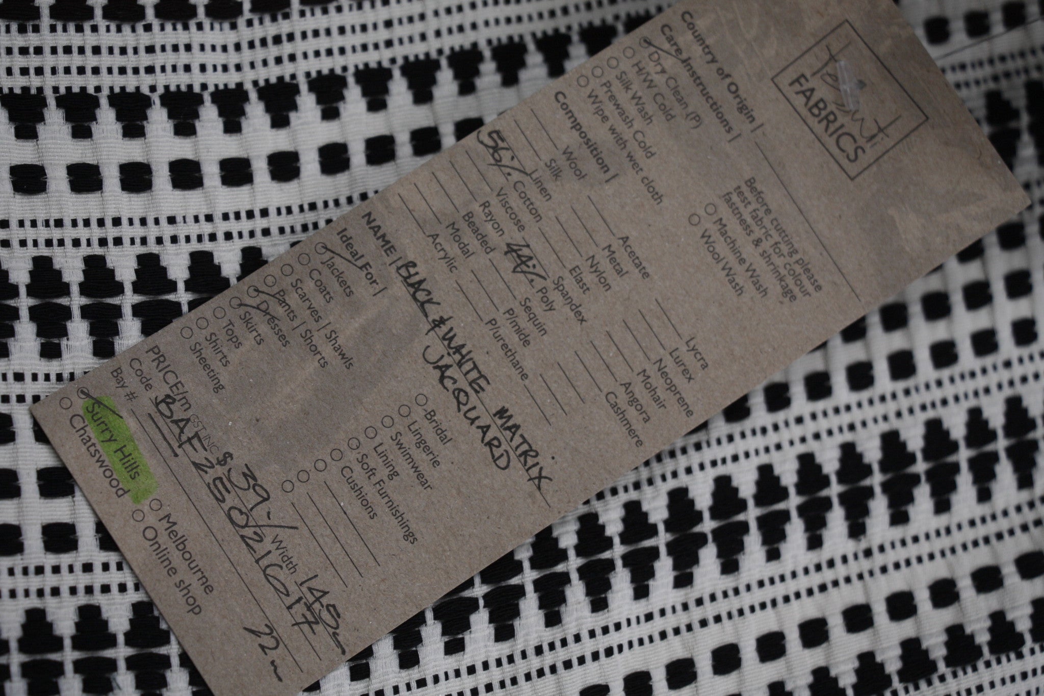 Black & White Matrix Jacquard Fabric - Stylish and Durable Textile for Home Decor, Fashion, and DIY Projects