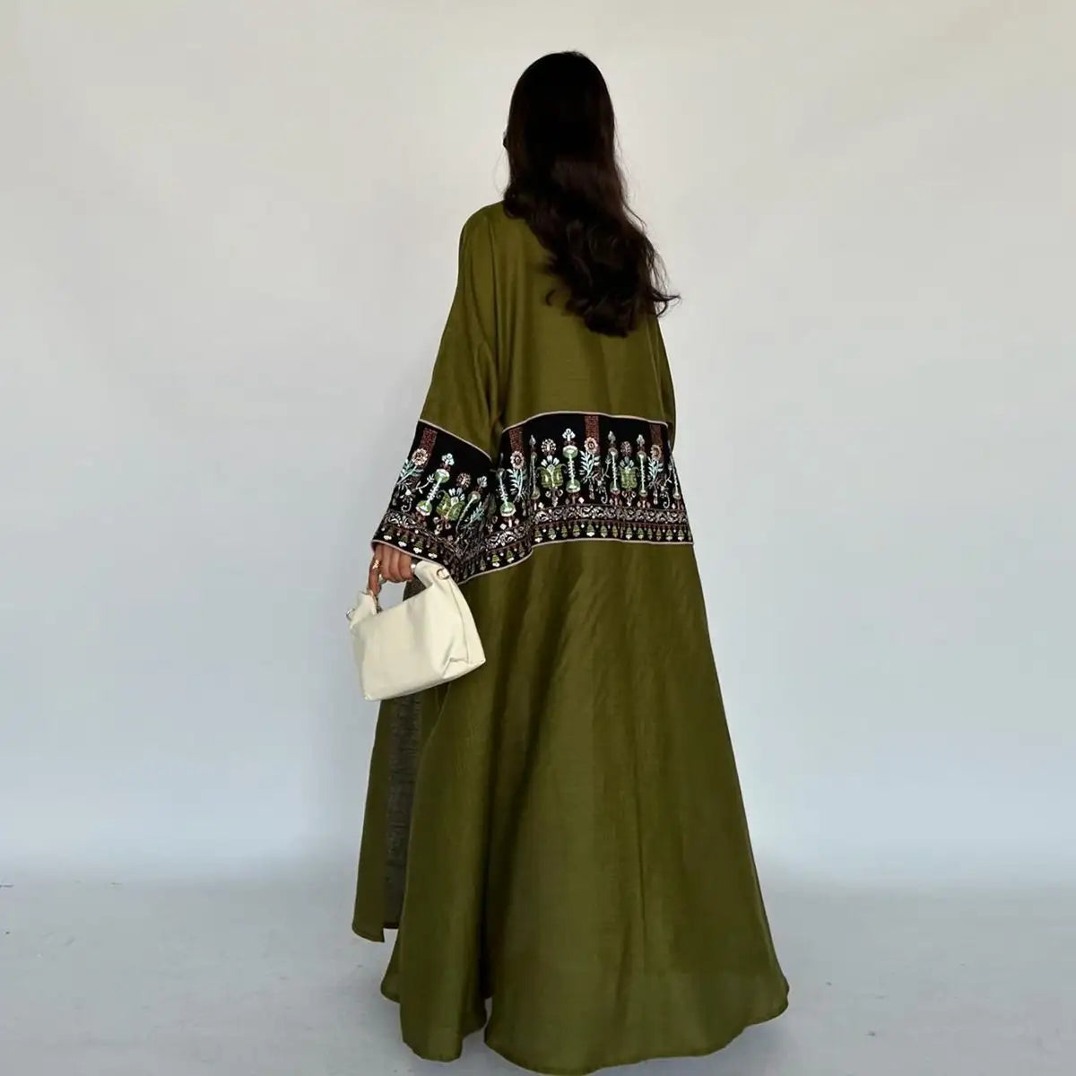 Elegant Modest Fashion Embroidery Cardigan Open Abaya Dress for Women - Perfect for Prayer, Mosque Wear & Special Occasions