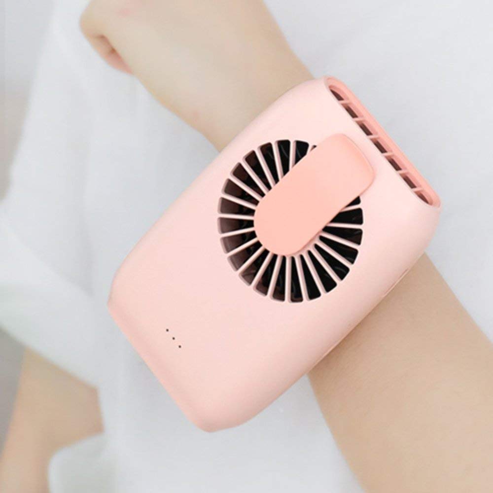 Portable USB Rechargeable Mini Fan - Hands-Free Hanging Neck Fan, Waist Clip Fan & Desktop Fan with 3 Speeds - Perfect for Outdoor, Office, Travel & Home Use (Pink)