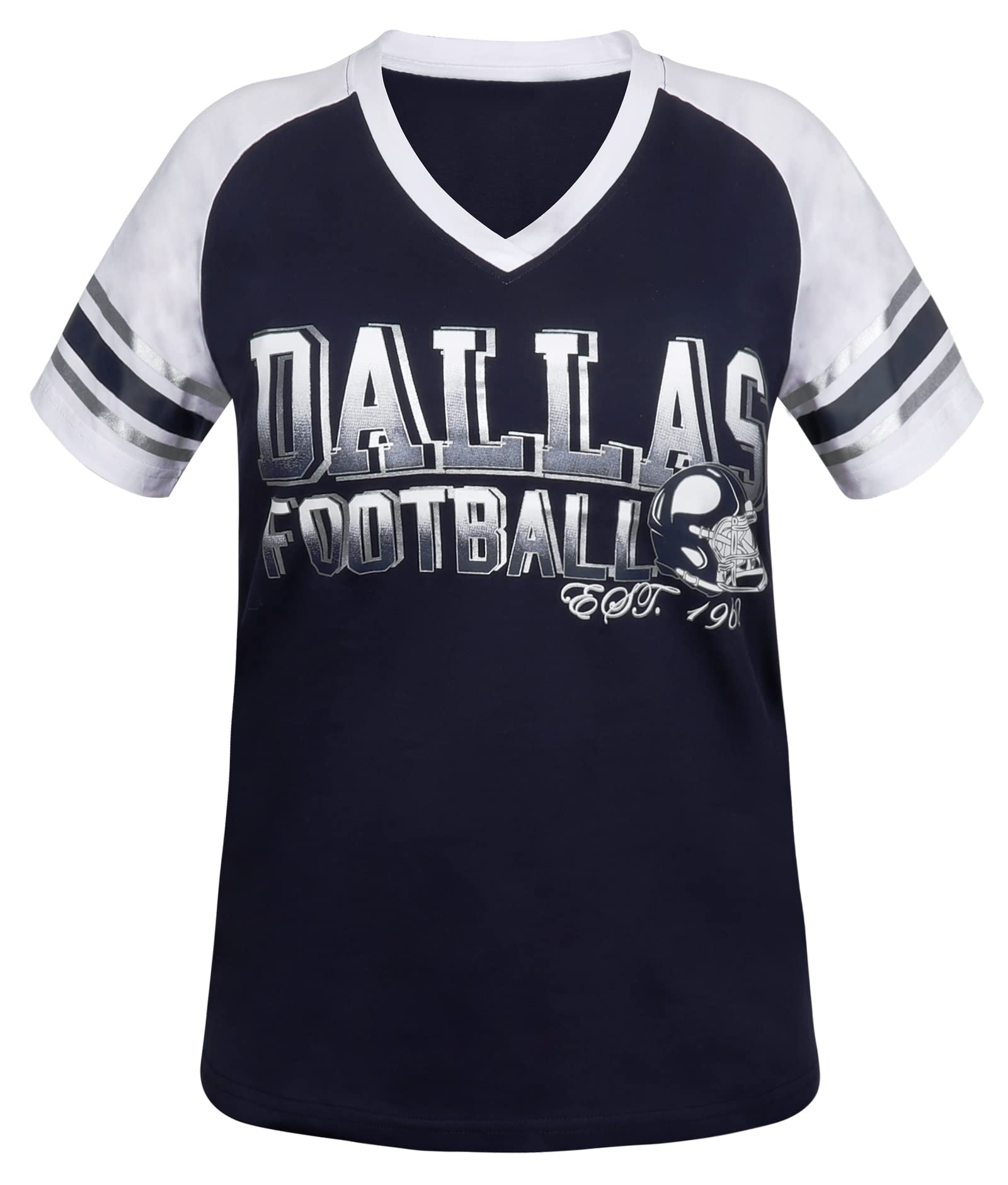 Women's Football Fan Athletic Raglan T-Shirt - Navy & White - Comfortable Sports Tee for Game Day, Workout & Casual Wear