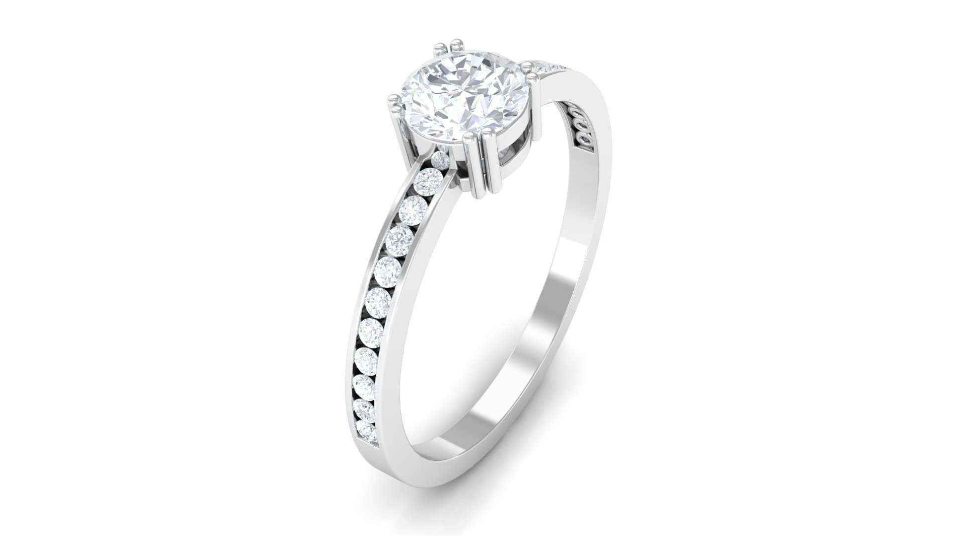 1 CT Moissanite Solitaire Ring for Women - 14K Solid Gold Pinky Promise Ring with Side Stones | Elegant Round Cut Engagement, Wedding, Anniversary Gift for Her