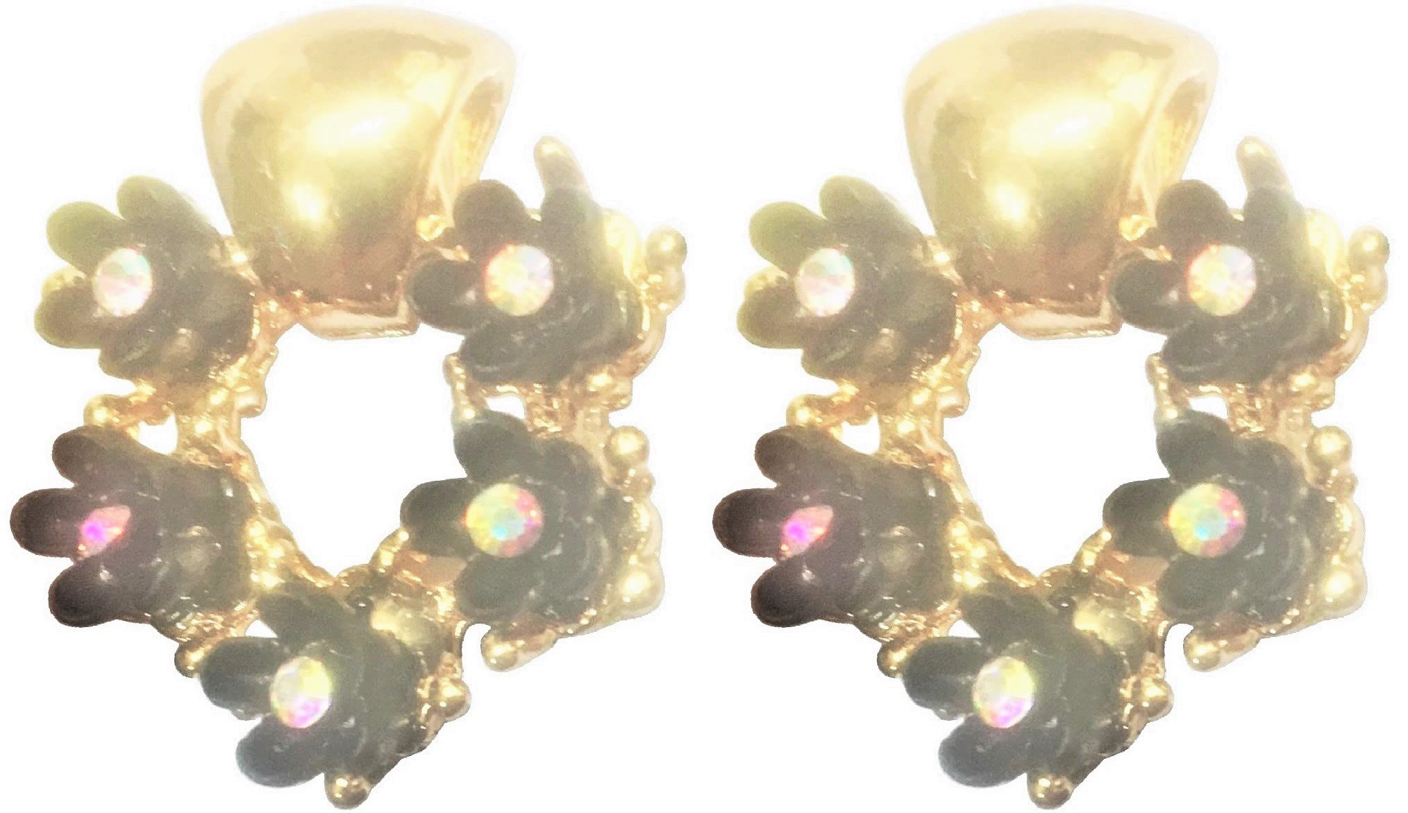 Sparkling Gold Plated Flower Stud Earrings for Women - Party & Wedding Jewelry