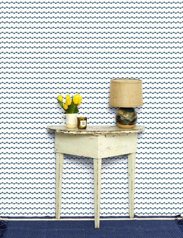 Kezmoh Zag Wallpaper by Wallshoppe in Cadet Blue - Premium Peel & Stick Removable Wallpaper for Bedroom, Living Room, and Office Decor