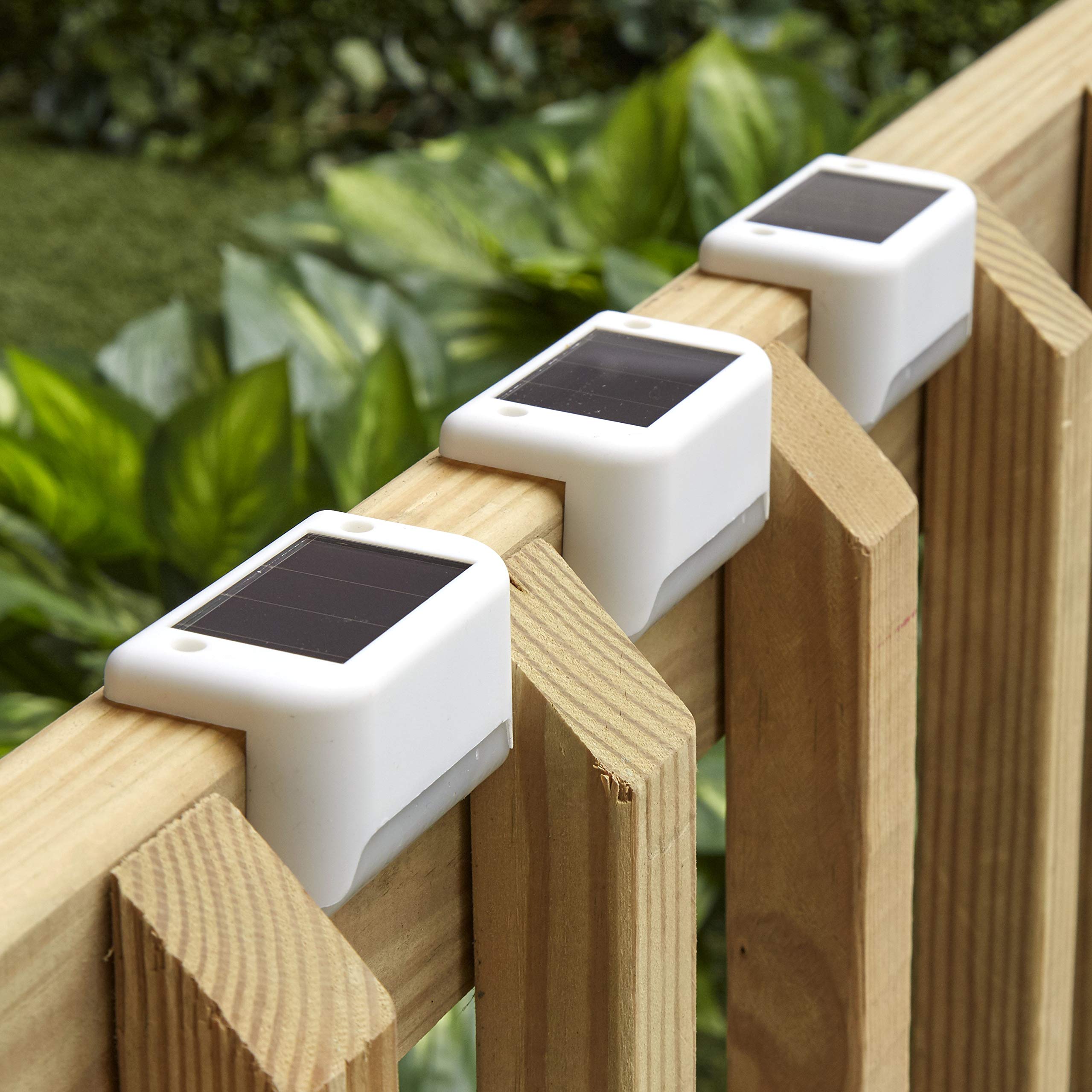 Solar Deck Lights Outdoor - White Set of 3, Waterproof Solar Powered Pathway Lights for Garden, Patio, Porch, Yard, Walkway - Dusk to Dawn Auto On/Off Landscape Lighting