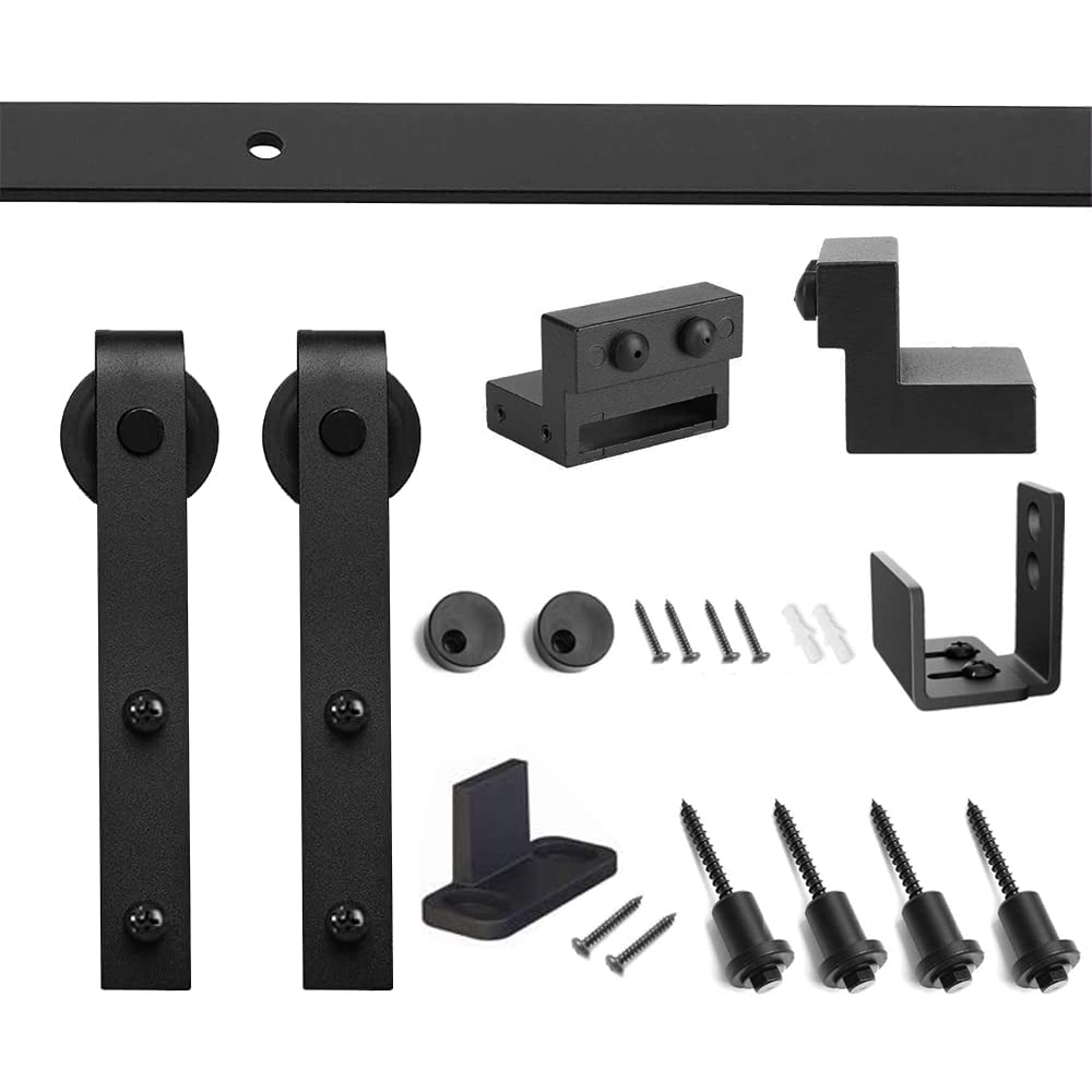 HACCER 5FT Mini Barn Door Hardware Kit - Black Sliding Track System for Closet, Cupboard & Storage Cabinet (Single Door) | Perfect for Bedroom, Office & Small Space Organization