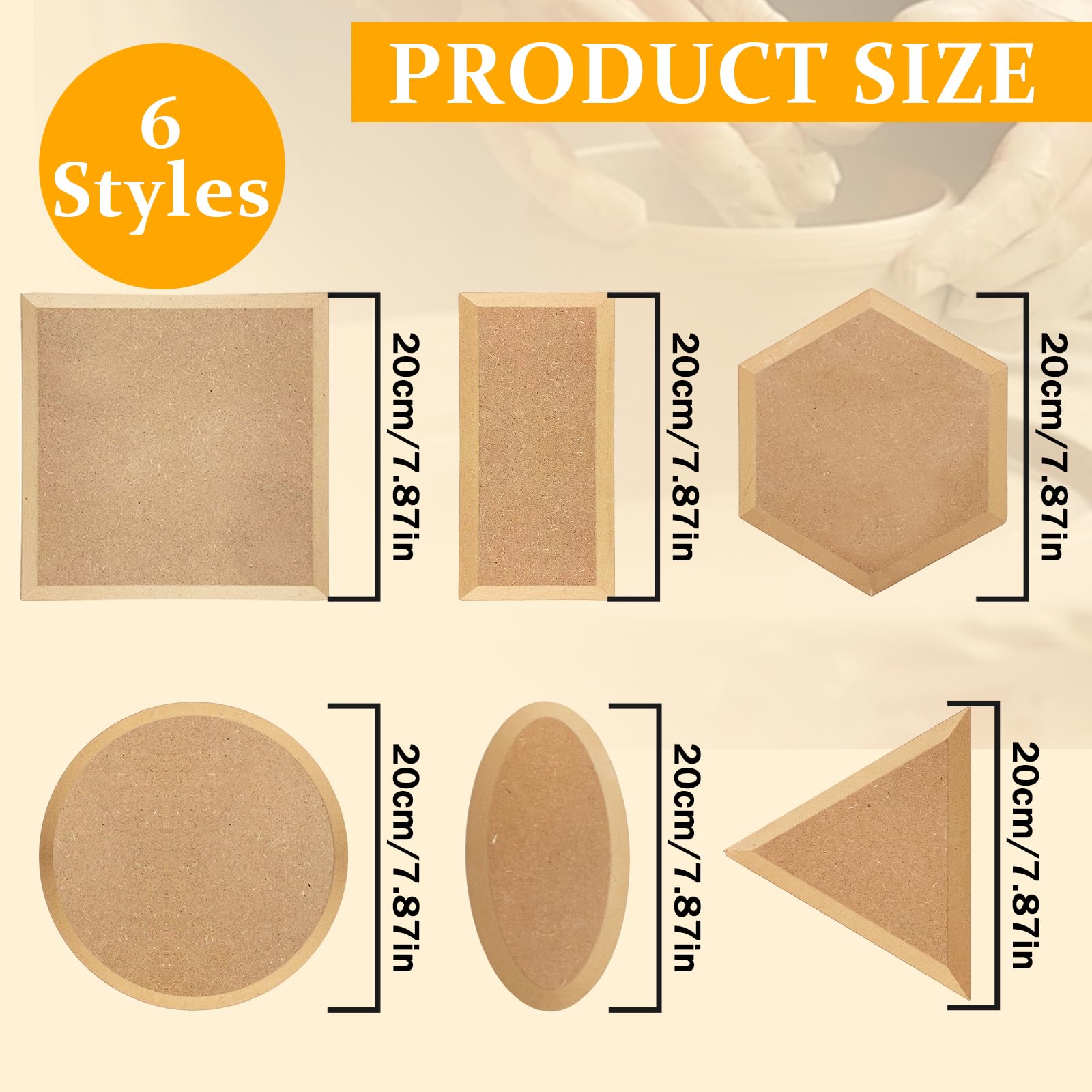 GeryVtee 6-Piece Ceramic Plate Forming Molds Set - Wooden Pottery Slump Molds for Clay Handbuilding, DIY Pottery Tools & Supplies (Mixed Shapes) - Perfect for Home Pottery Studio, Art Class & Ceramic Craft Projects