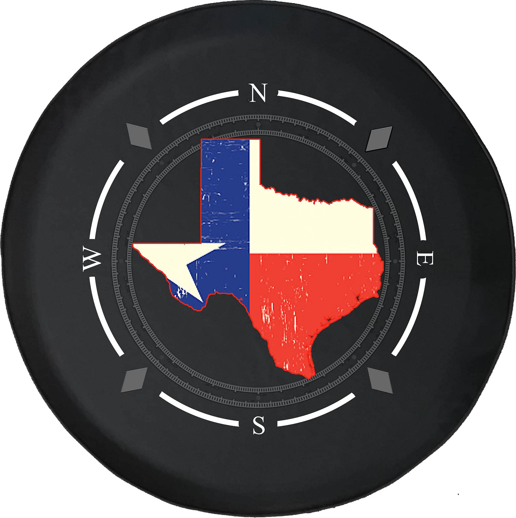 Vintage Texas Flag Spare Tire Cover with Compass Design - Universal Fit for SUV, Trailer, RV & Most Vehicles | Durable Wheel Protector for Off-Road Adventures & Camping Trips