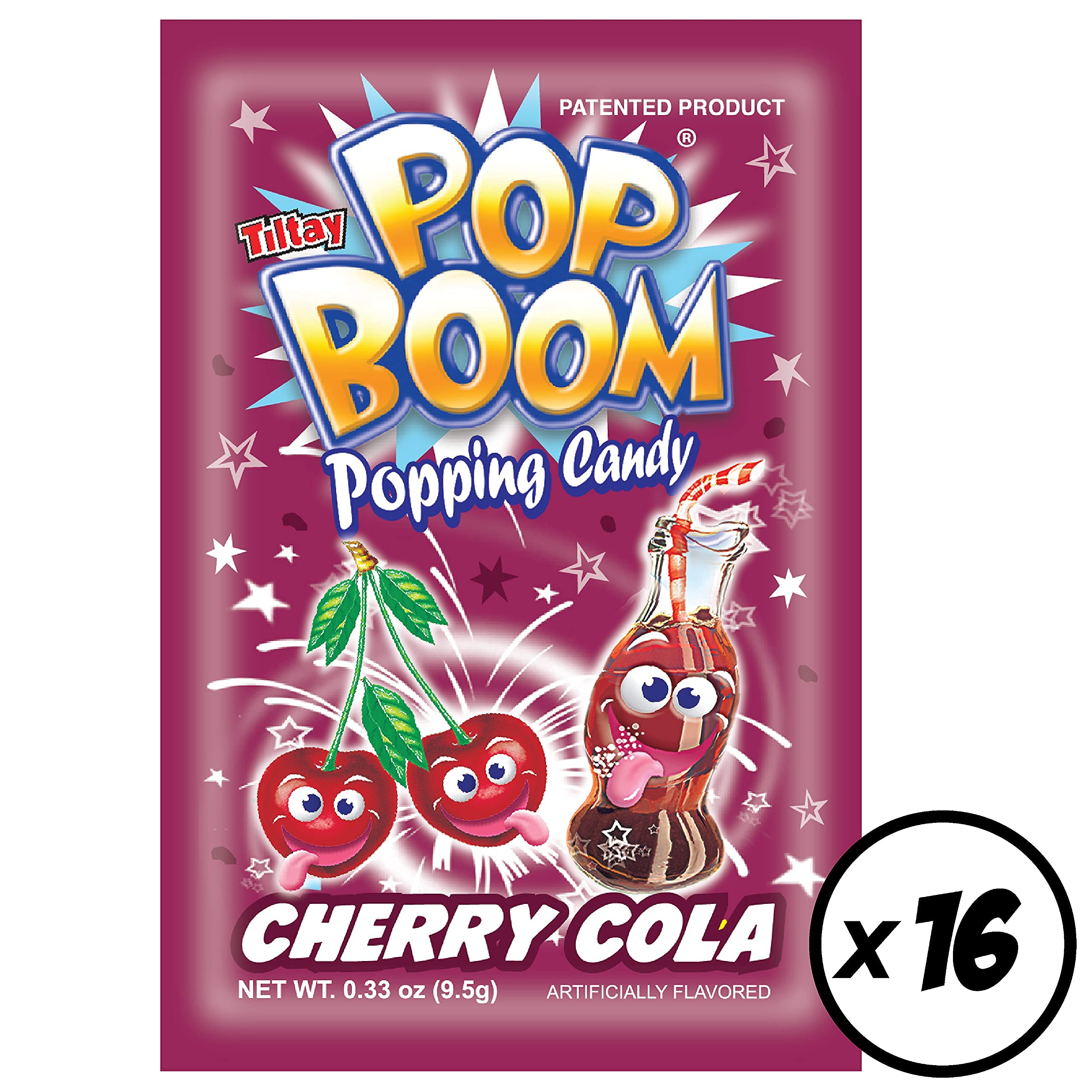 Tiltay Pop Boom Popping Candy - 16 Packs Cherry Cola Flavor | Fun Party Favors, Halloween Treats & Unique Gifts for Kids and Adults