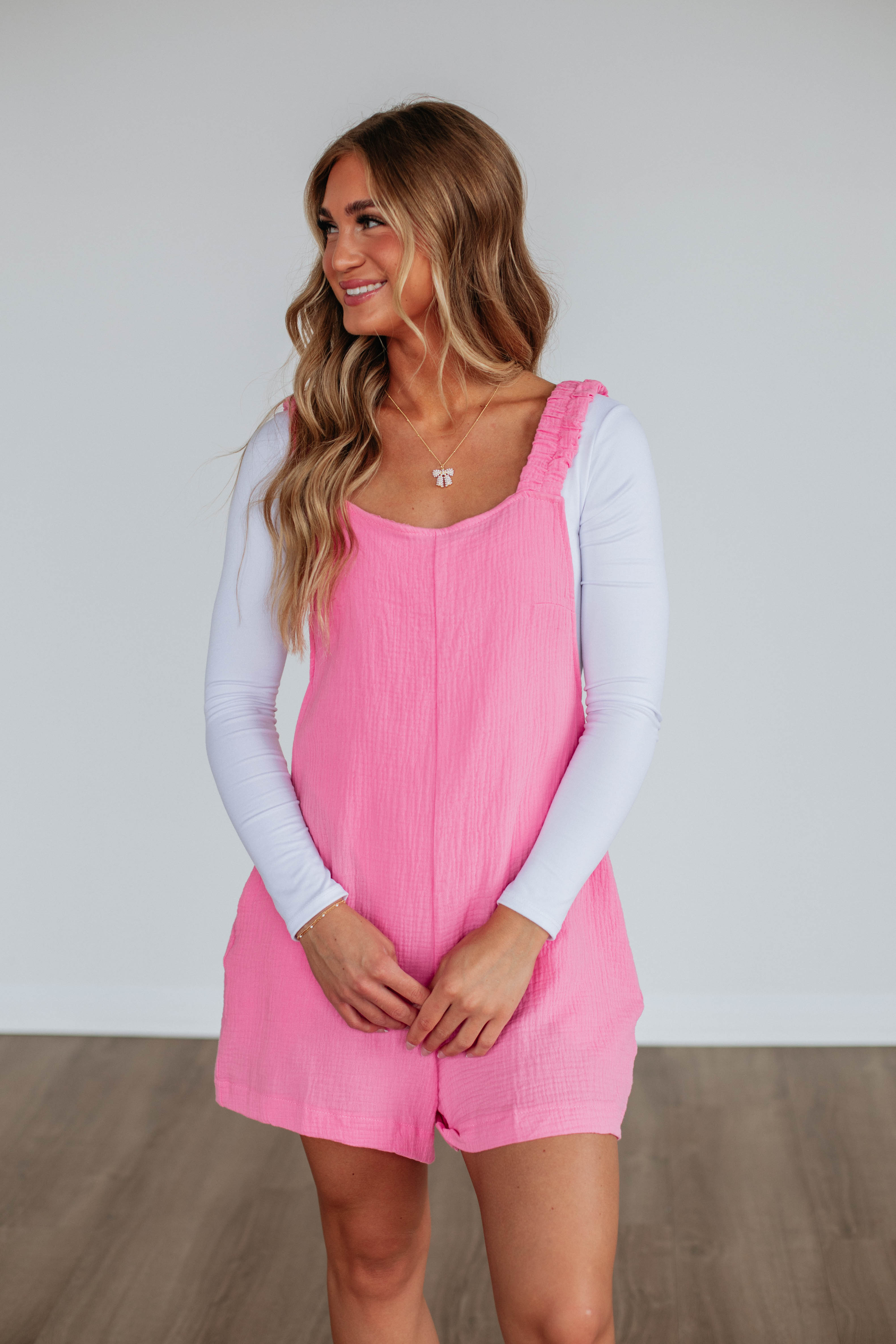 Chamberly Romper for Women - Soft Bubblegum Pink Jumpsuit, Casual One-Piece Outfit for Lounge, Travel & Summer Days