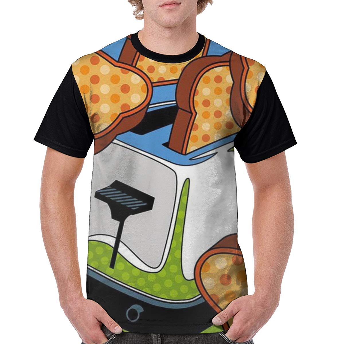 Men's 3D Printed Bread & Toast Graphic T-Shirt - Funny Breakfast Art Novelty Crewneck Tee for Men & Women | Casual Wear, Gift Idea, Coffee Lover Apparel