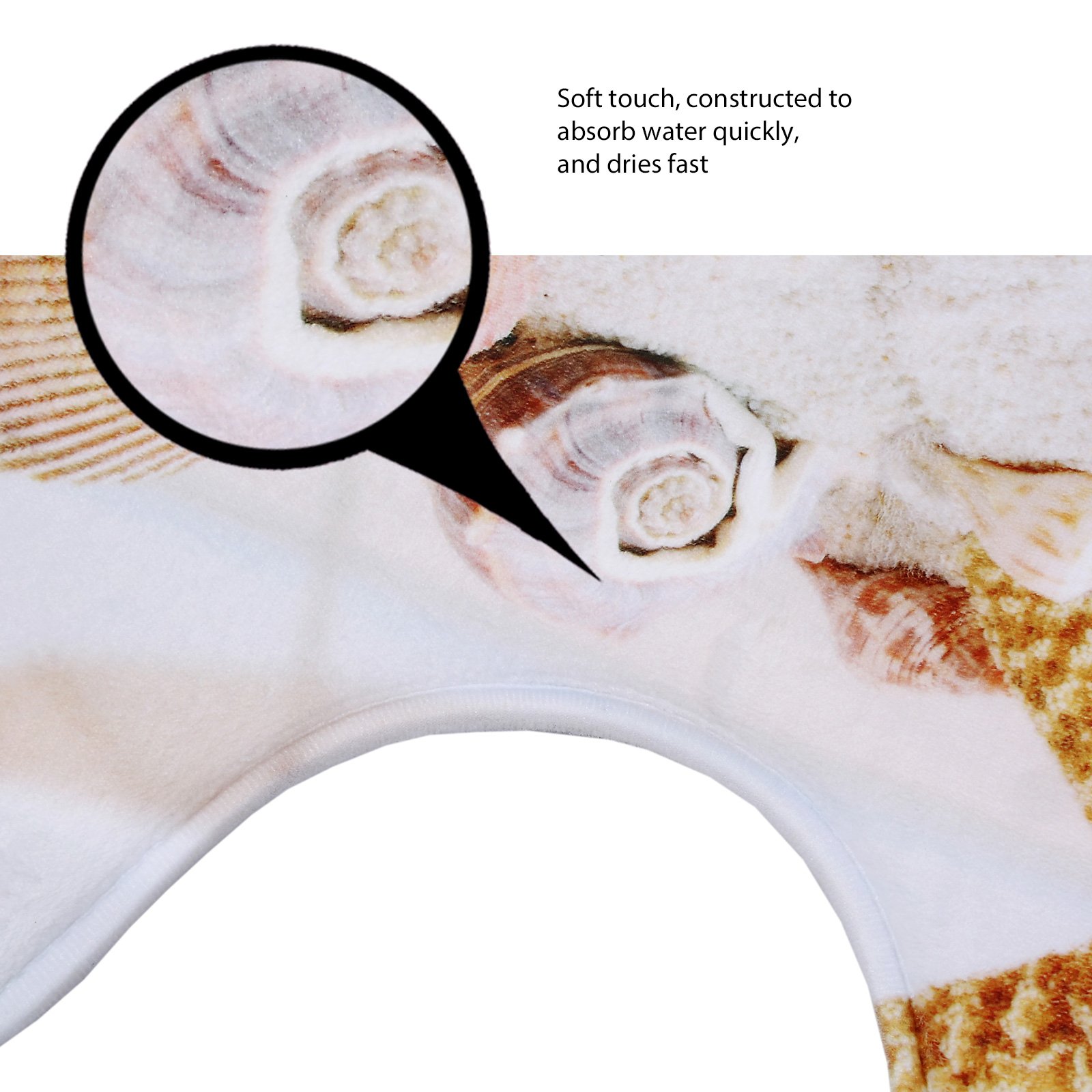 4PCS Non-Slip Yellow Starfish Seashell Shower Curtain Set with Bath Mat Rug - Coastal Ocean Beach Theme Bathroom Decor for Kids & Adults - Includes Pedestal Mat, Toilet Cover & 12 Hooks - Perfect for Beach House, Vacation Rental or Nautical Style Bathroom