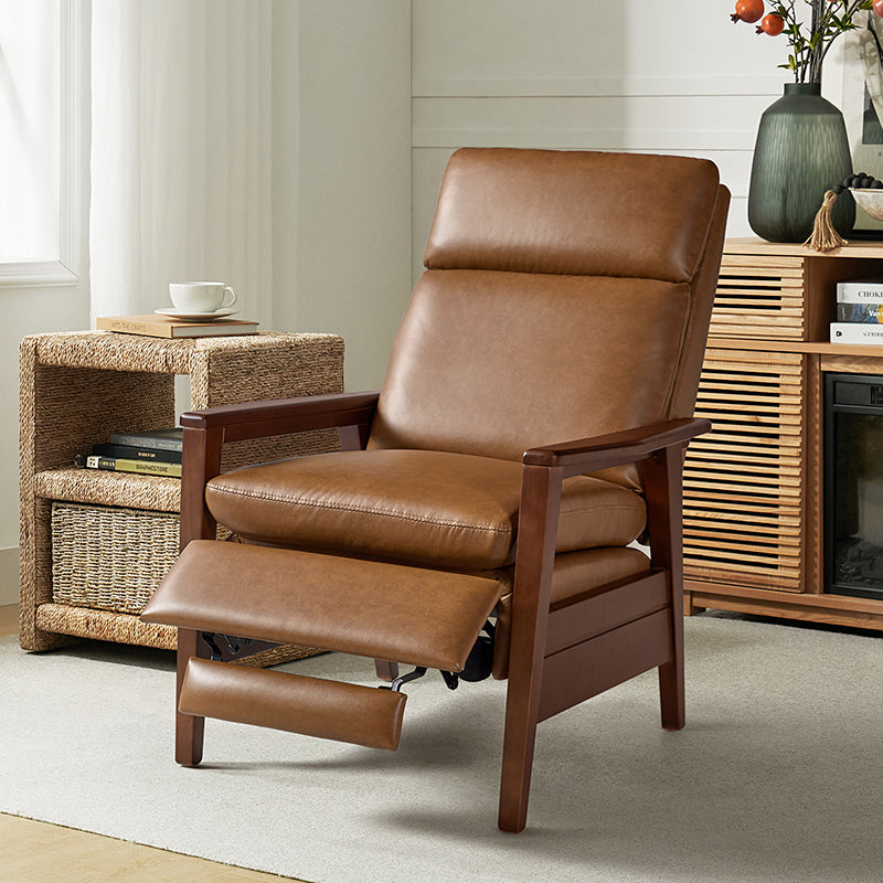Premium Rainer Faux Leather Recliner Chair with Solid Wood Frame - Timeless Elegance for Living Room, Home Theater & Office Comfort