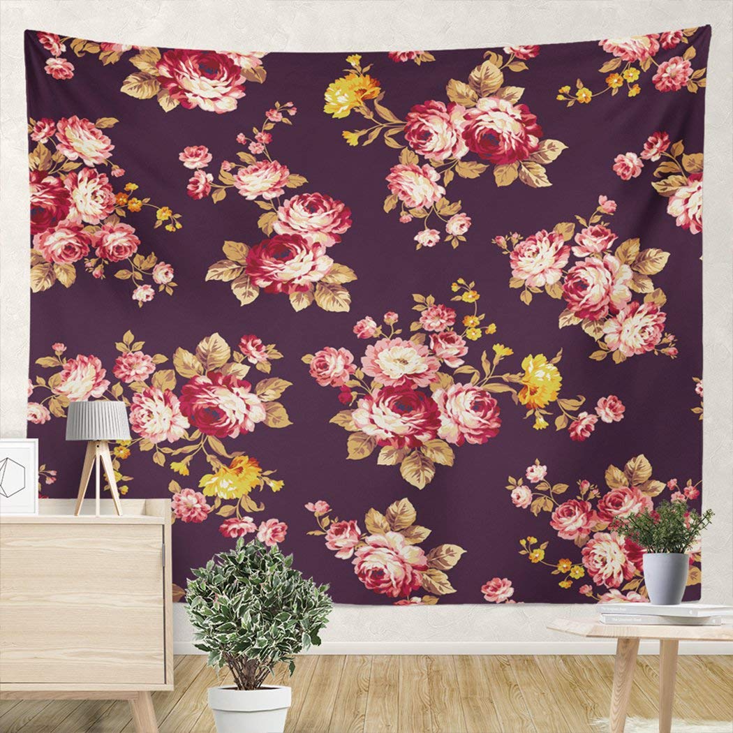 Vintage Baroque Rose Flower Wall Tapestry - 59.1x51.2 Inch Large Wall Hanging Art for Bedroom, Living Room, Porch & Corridor Decor | Romantic Home Decor, Boho Chic Aesthetic, Perfect for Dorm, Apartment & Housewarming Gifts