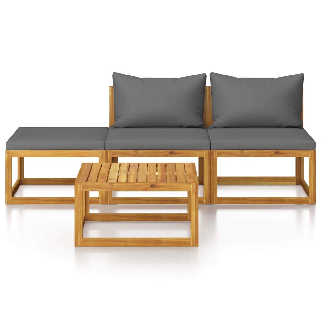 Outdoor Patio Furniture Set 4-Piece - Lightweight Acacia Wood Garden Lounge Set with Cushions - Fast Shipping - Perfect for Backyard, Poolside & Outdoor Relaxation
