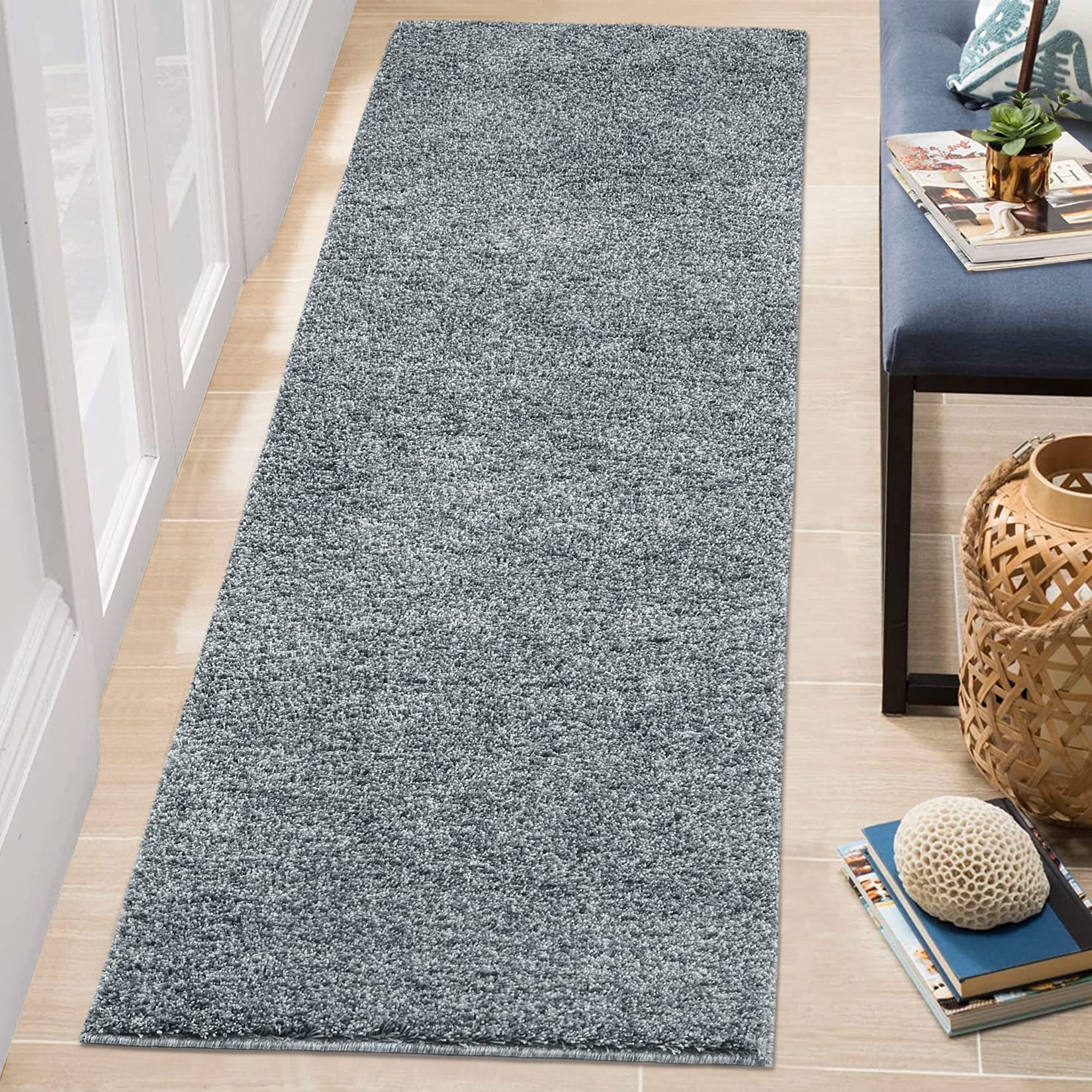 GARVEE 2x6 Runner Rug - Ultra Soft Shaggy Plush Carpet with Non-Slip Backing for Hallway, Kitchen, Laundry Room & Nursery - Home Decor Floor Mat in Grey | Perfect for High Traffic Areas & Cozy Spaces