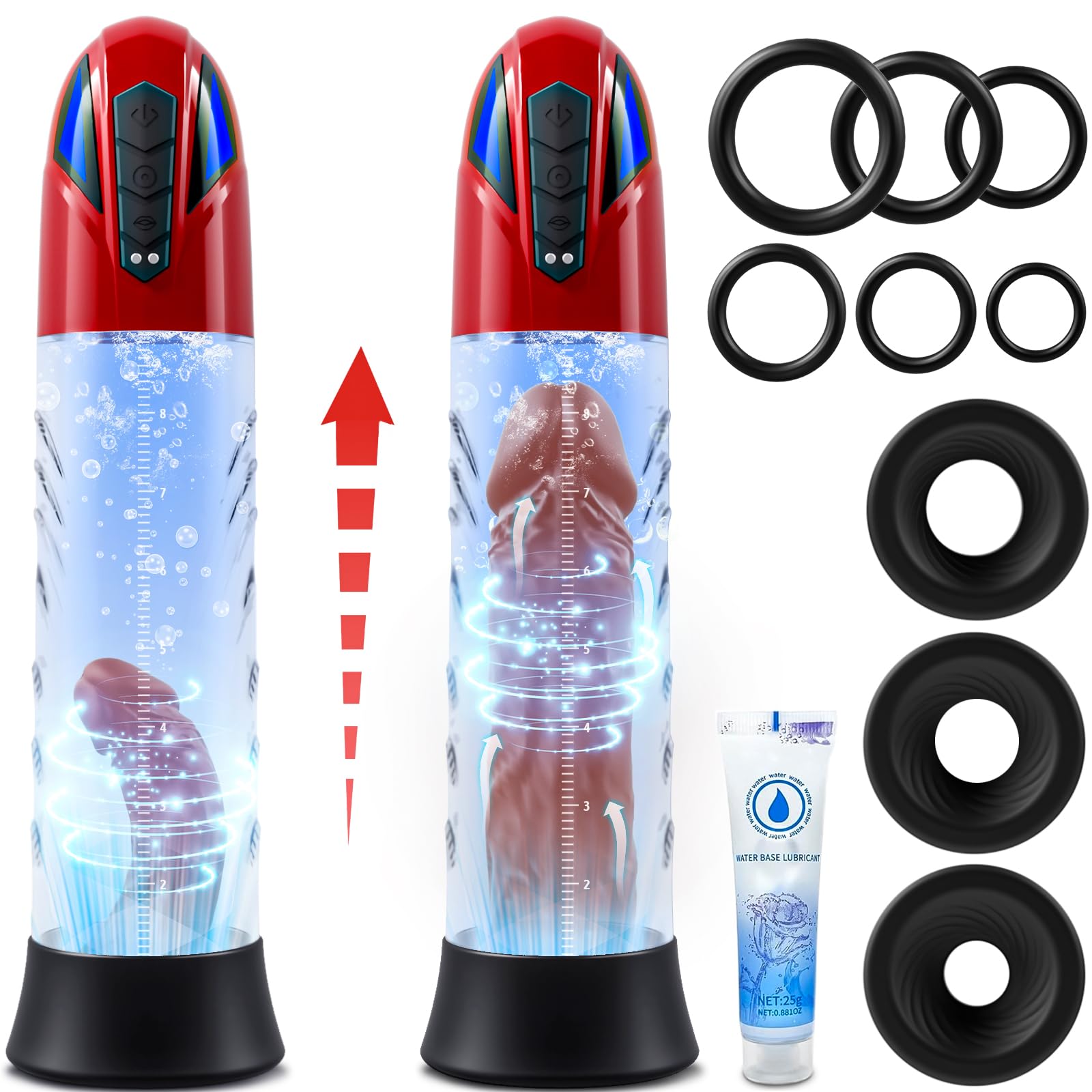 Electric Penis Pump for Men - Automatic Male Masturbator with 10 Training Modes & 6 Cock Rings - Penis Extender Enhancer for Erection Improvement and Sexual Pleasure - Perfect for Solo Play and Couples Intimacy
