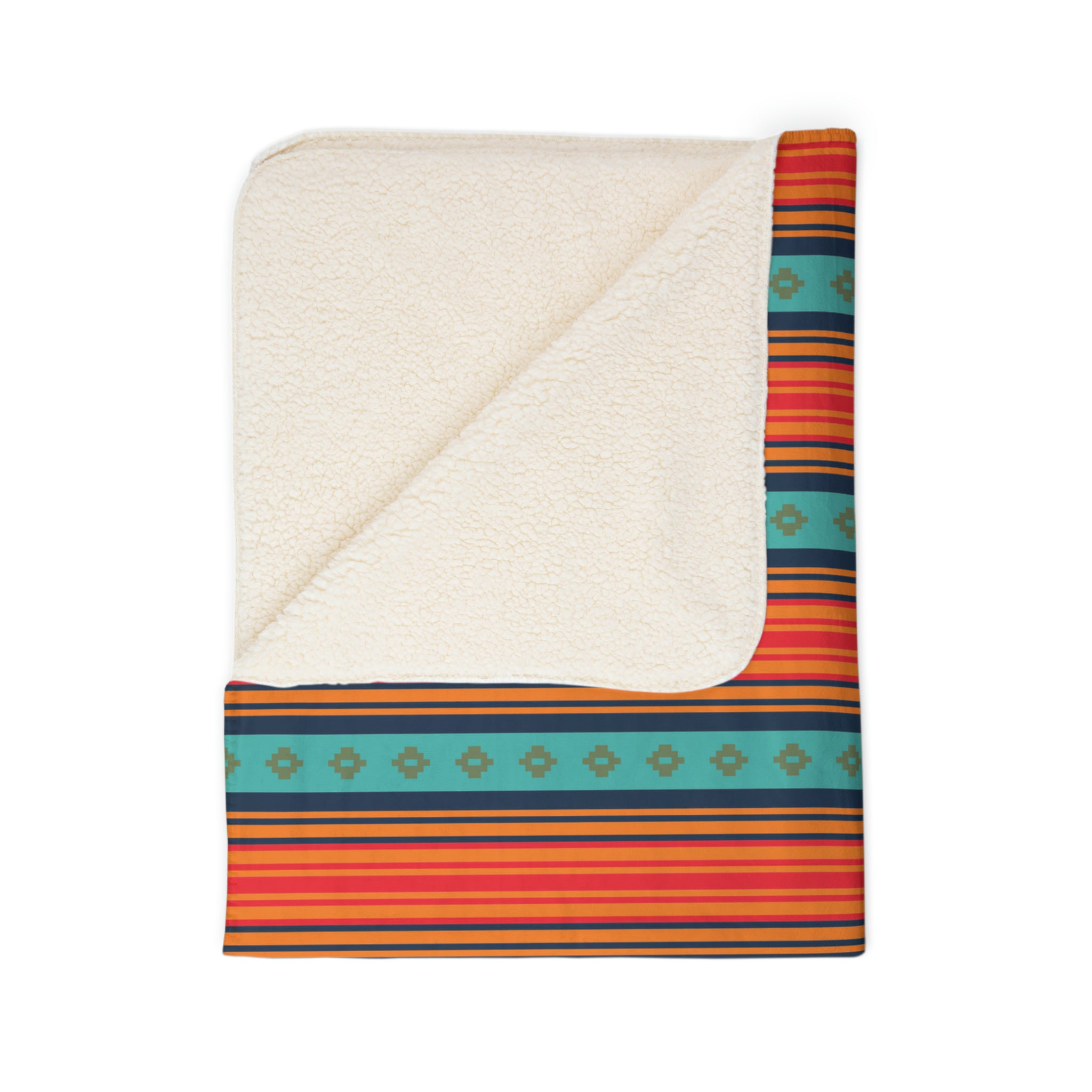Soft Fleece Sherpa Blanket with Southwestern Rio Grande Print - Warm Cozy Throw for Couch, Bed & Travel - Available in 2 Sizes