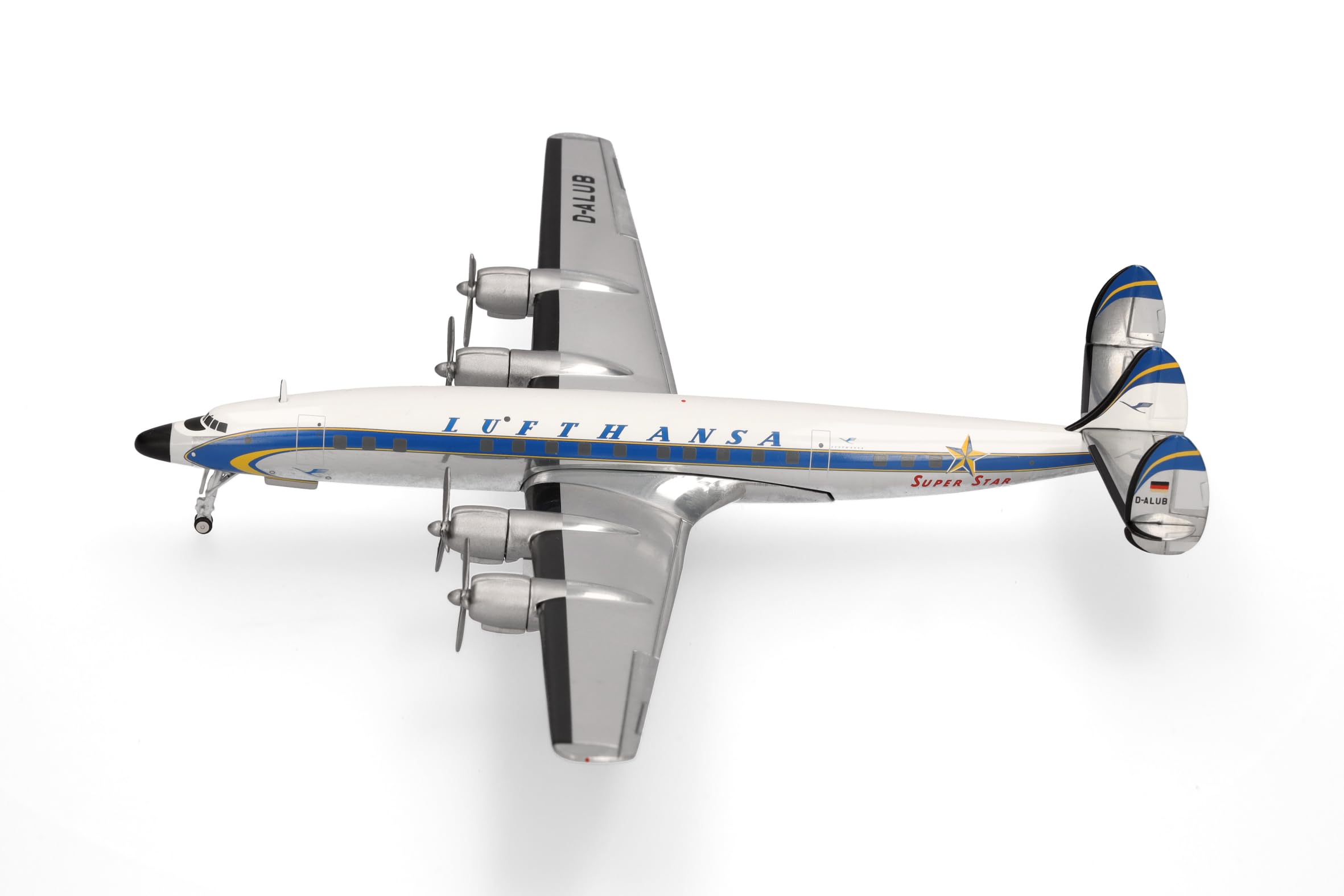 Herpa Avion Miniature Lufthansa Lockheed L-1649A Super Star Diecast Model - 1:200 Scale, Collector's Item, Metal Construction, White Color - Perfect for Aviation Enthusiasts, Display Cases, and Model Collections