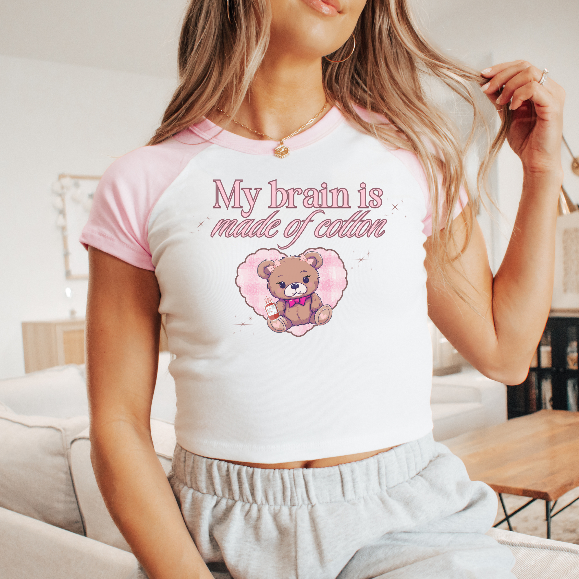 My Brain Is Made of Cotton Ringer - Funny Sarcastic Graphic T-Shirt for Men & Women - Perfect for Parties, Gifts & Casual Wear
