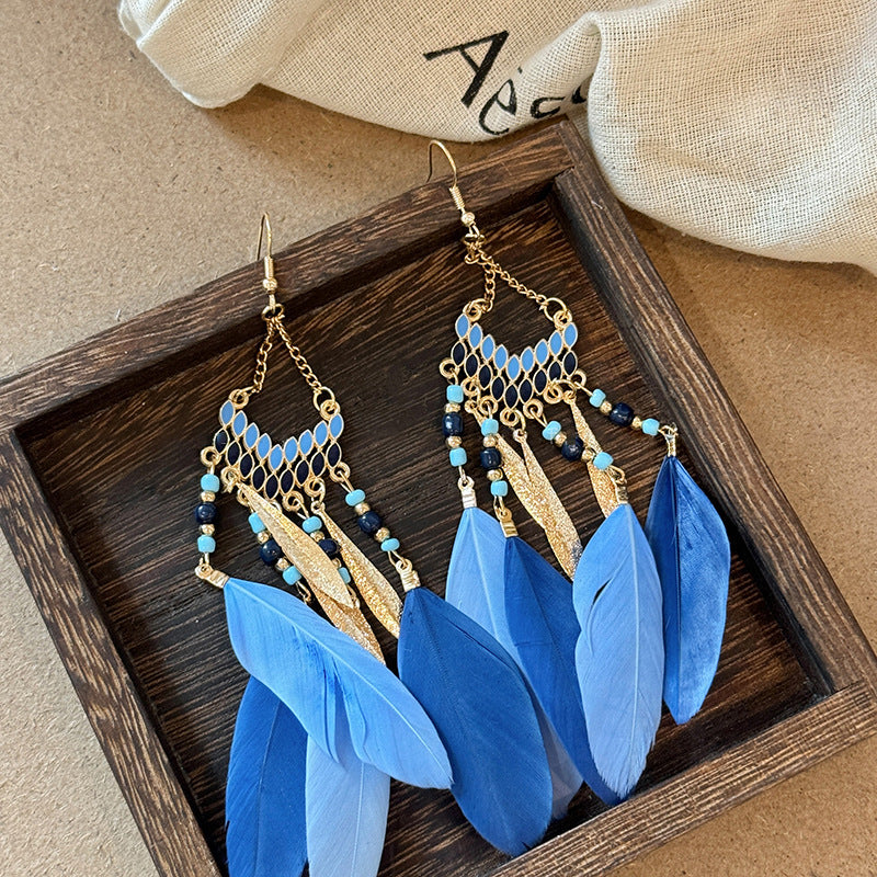 Stylish Alloy Rice Bead Dangle Earrings for Women - Trendy Boho Chic Jewelry Gift for Party, Wedding & Everyday Wear