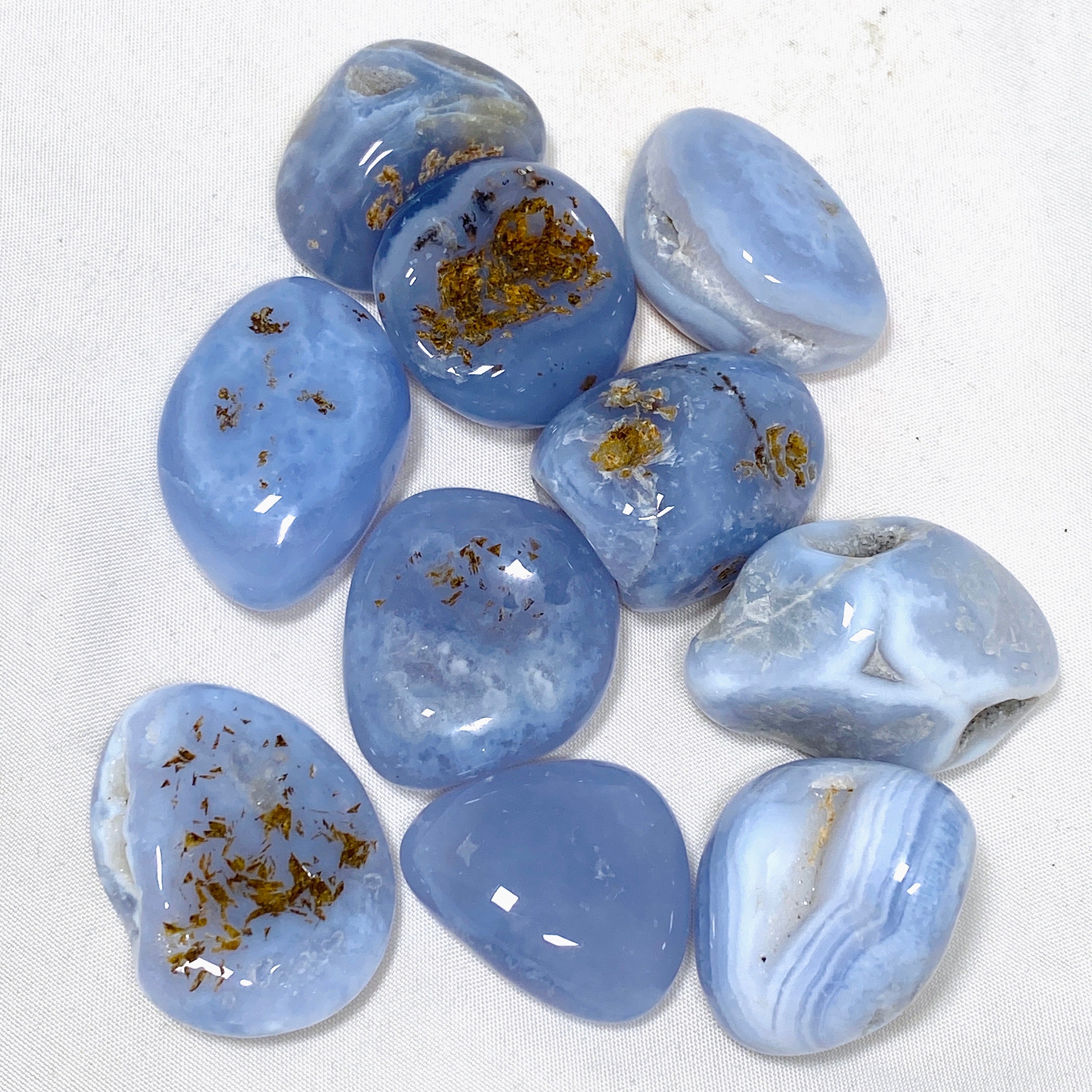 Natural Blue Chalcedony Tumbled Stones for Healing, Meditation & Jewelry Making - Perfect for Crystal Collections, Reiki Energy Work & Home Decor