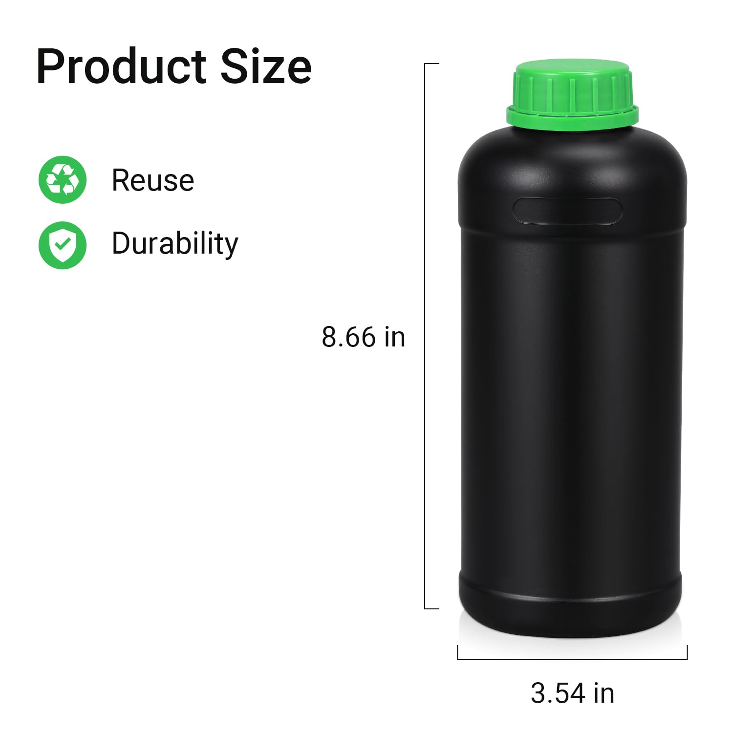 33.8oz/1000ml HDPE Darkroom Chemical Storage Bottles - 3 Pack Lightproof Photographic Plastic Containers with Secure Lids for Film Developing, Photo Processing, Laboratory Use & Chemical Storage