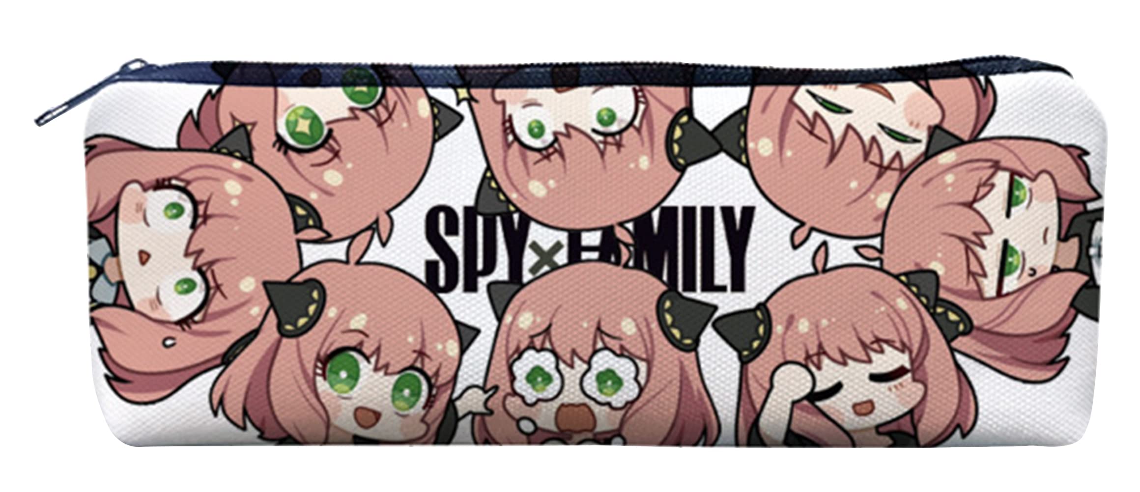 Anime Spy x Family Anya Pencil Case - Canvas Zipper Pouch Organizer for School, Makeup & Stationery - Cute Anime Stationery Storage for Students & Office Use