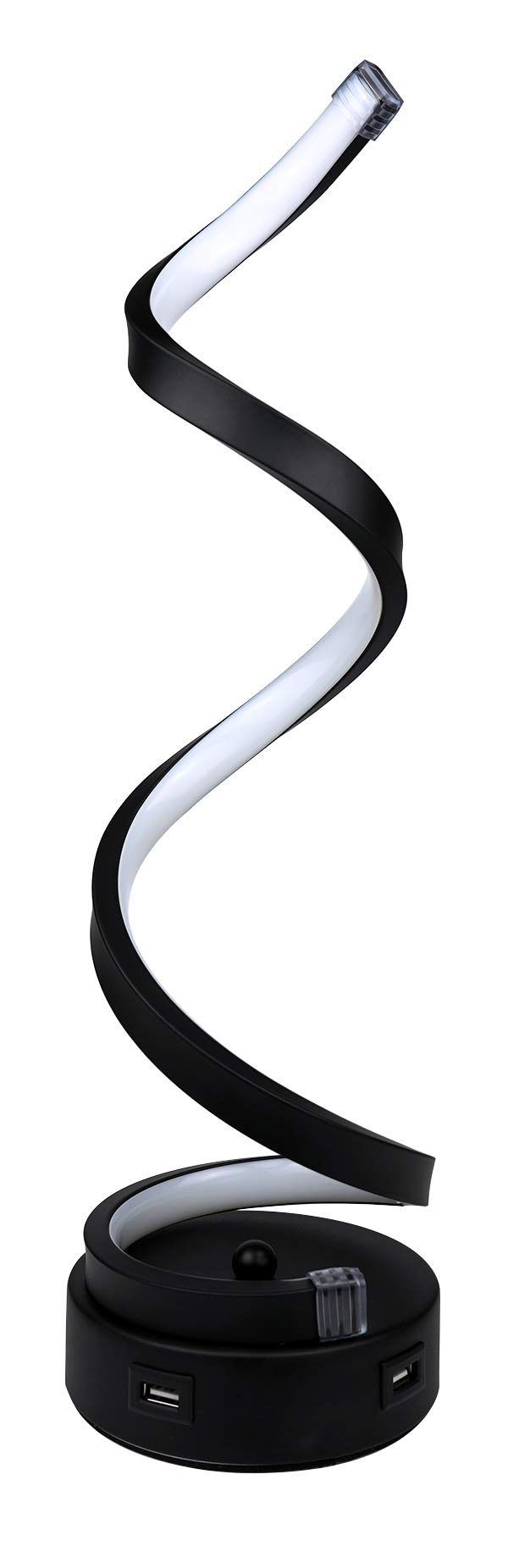 SkyeyArc Vertical Spiral Dimmable LED Desk Lamp with Remote Control - 2 USB Charging Ports, 12W Modern Minimalist Lighting, Adjustable Color Temperature (Black) - Perfect for Home Office, Study Room & Bedside Reading