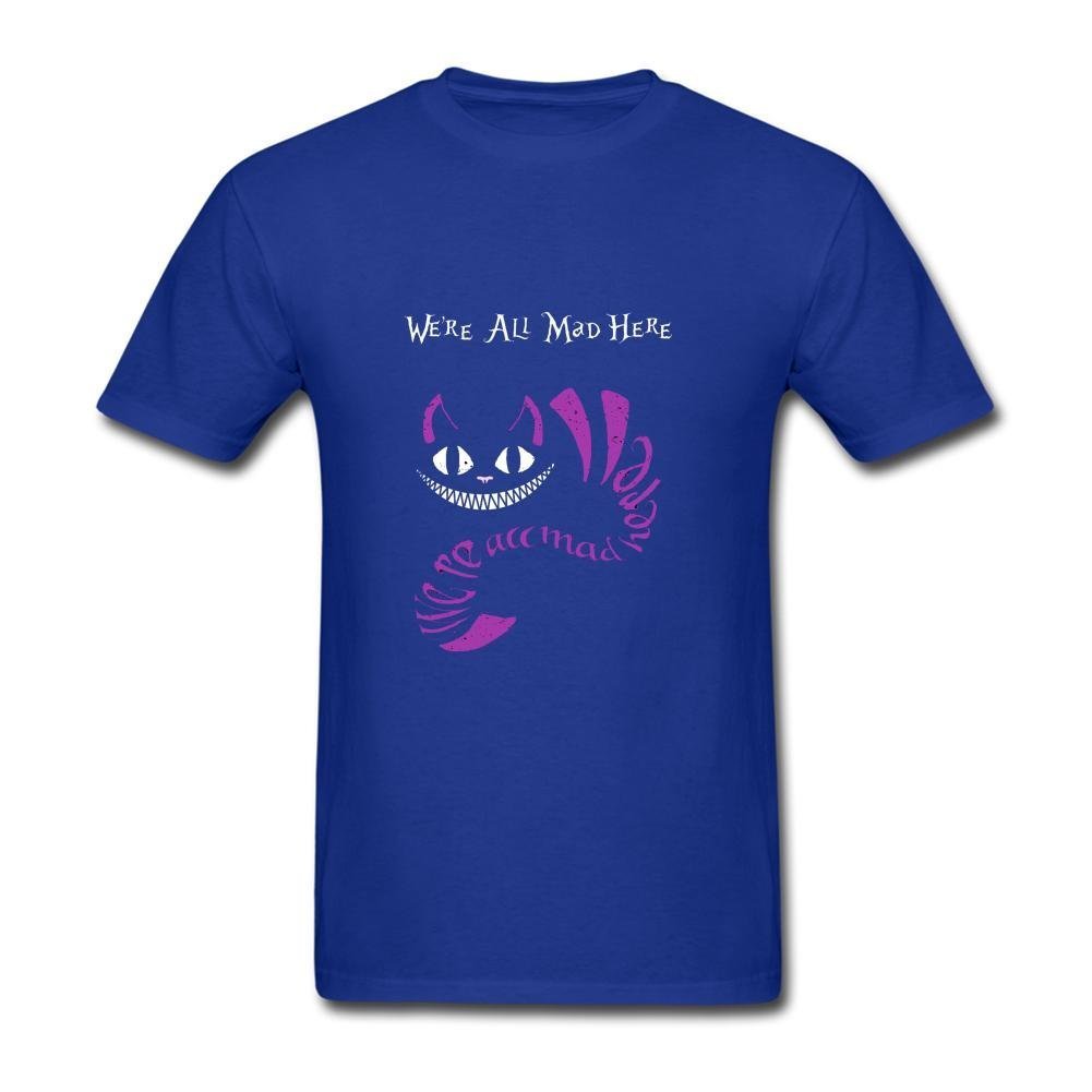 Rosar Men's Cheshire Cat Smile Graphic Short Sleeve T-Shirt - Casual Cotton Tee for Streetwear & Disney Fans