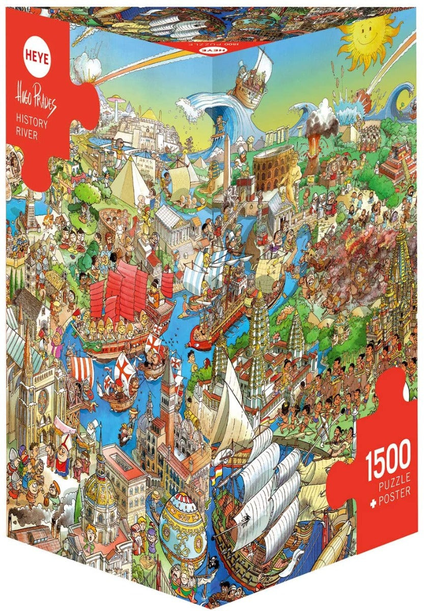Heye 1500 Piece Triangular Jigsaw Puzzle - History River Scenic Art for Adults & Teens | Perfect for Family Game Night, Relaxation & Home Decor