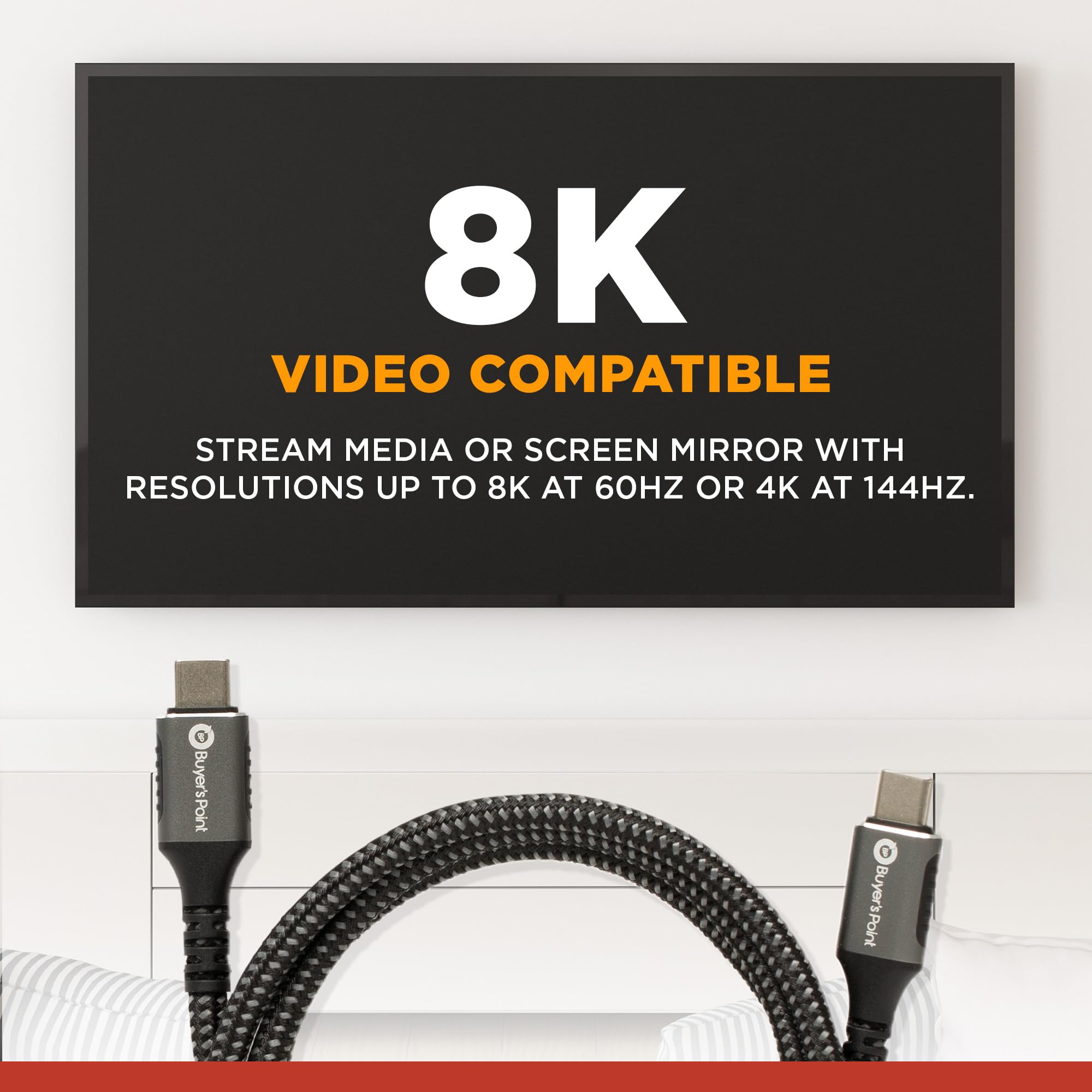 Buyer's Point USB C 4 Cable 3.3ft/1m - 40Gbps High Speed & 240W Fast Charging - Thunderbolt 4/3 & USB 4 Compatible - Supports 8K/4K Displays - Perfect for MacBook Pro, iPad Pro, Gaming & Home Theater Setup - 1 Pack