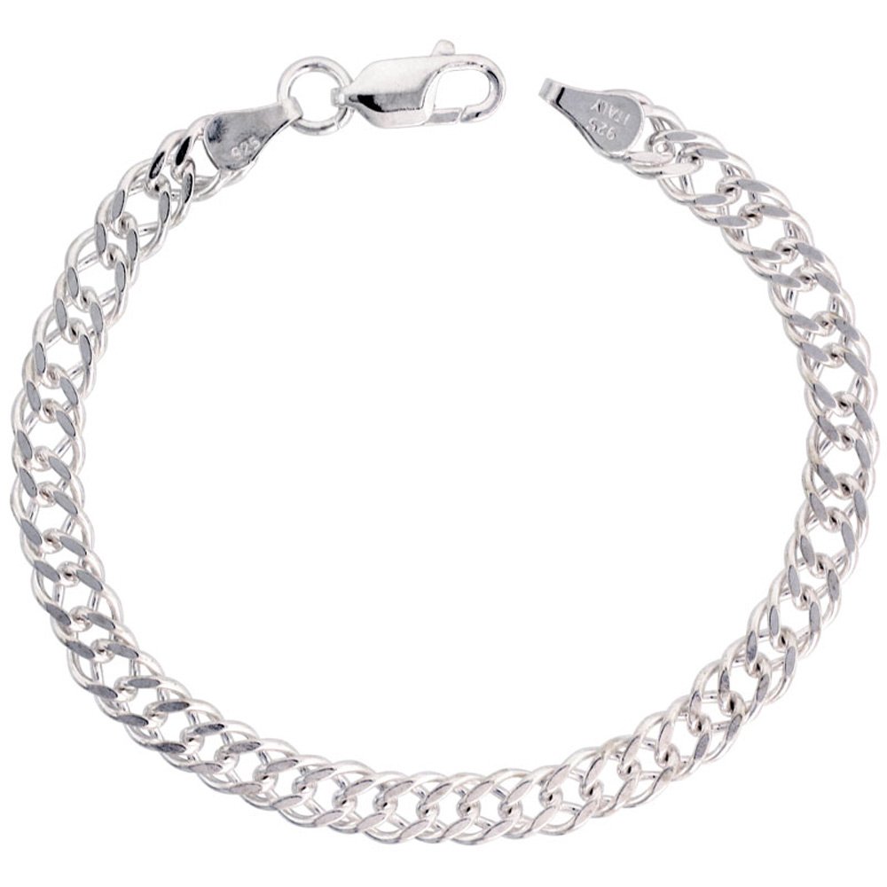 5.5mm Sterling Silver Rombo Double Link Chain Necklace & Bracelet Set for Men and Women | Nickel-Free Italian Craftsmanship | Adjustable 7-30 Inch | Perfect for Gifts, Weddings & Everyday Wear