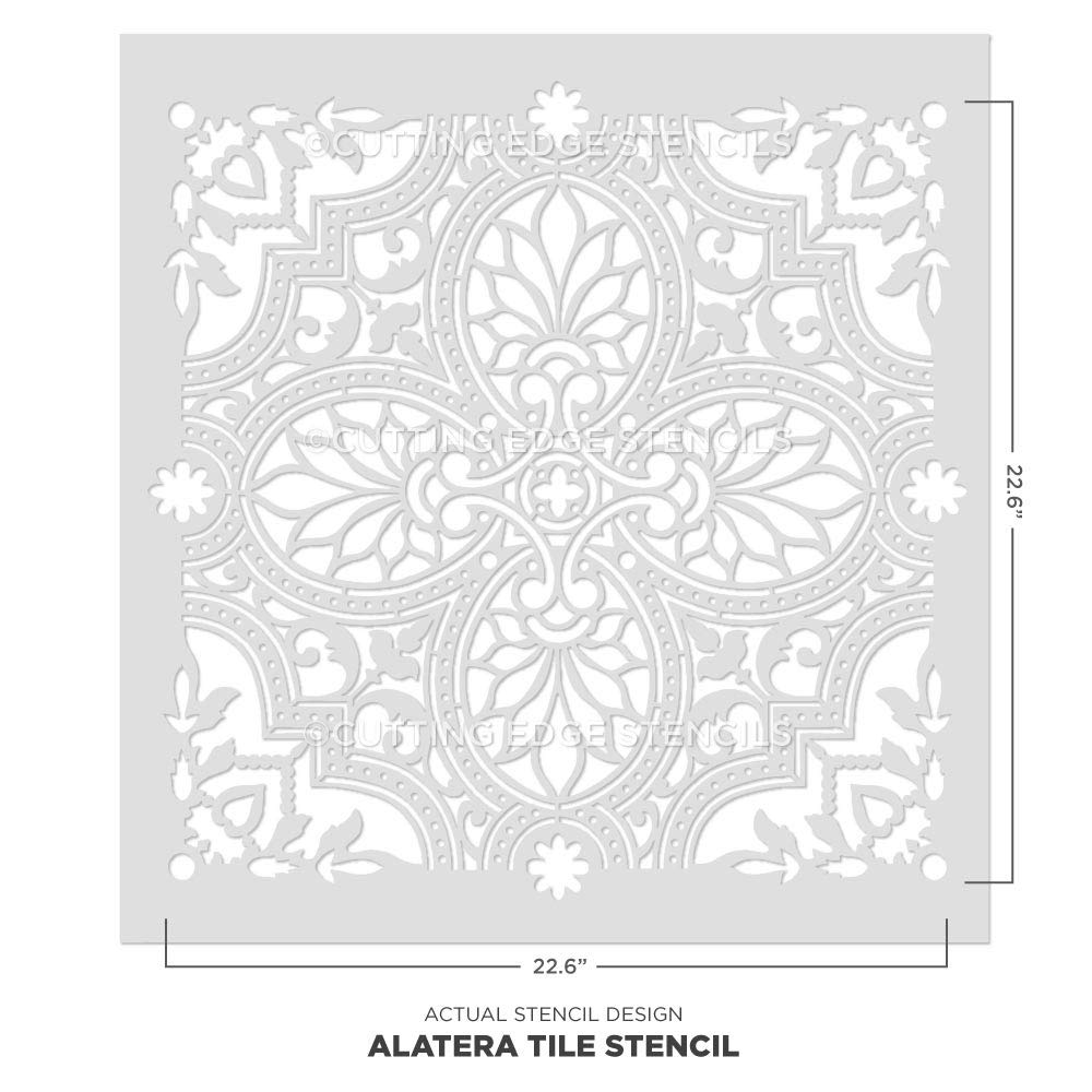 Alatera Tile Stencil Kit - Large Reusable Wall Painting Stencils for DIY Home Decor - Easy Room Makeover with Floor & Wall Stenciling - Perfect for Bedroom, Bathroom, and Kitchen Renovations